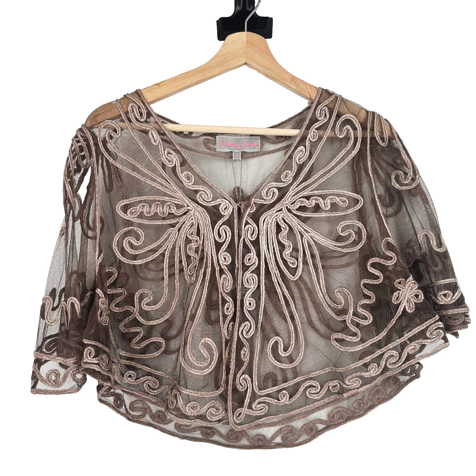 Pretty Angel Embroidered Sheer Kimono Top Small Boho Fairy Festival Romantic