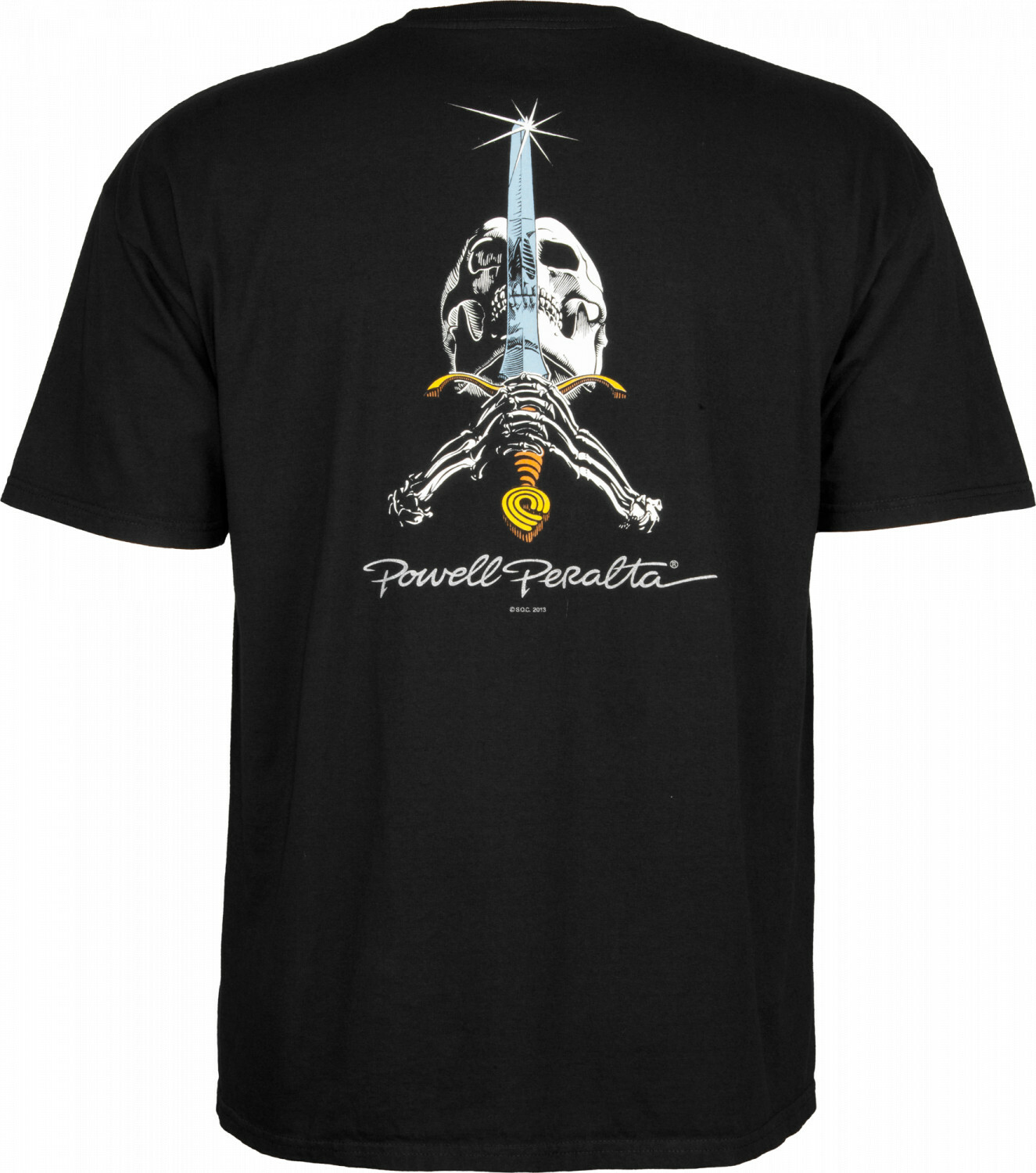 Powell Peralta SKULL AND SWORD Skateboard T Shirt BLACK