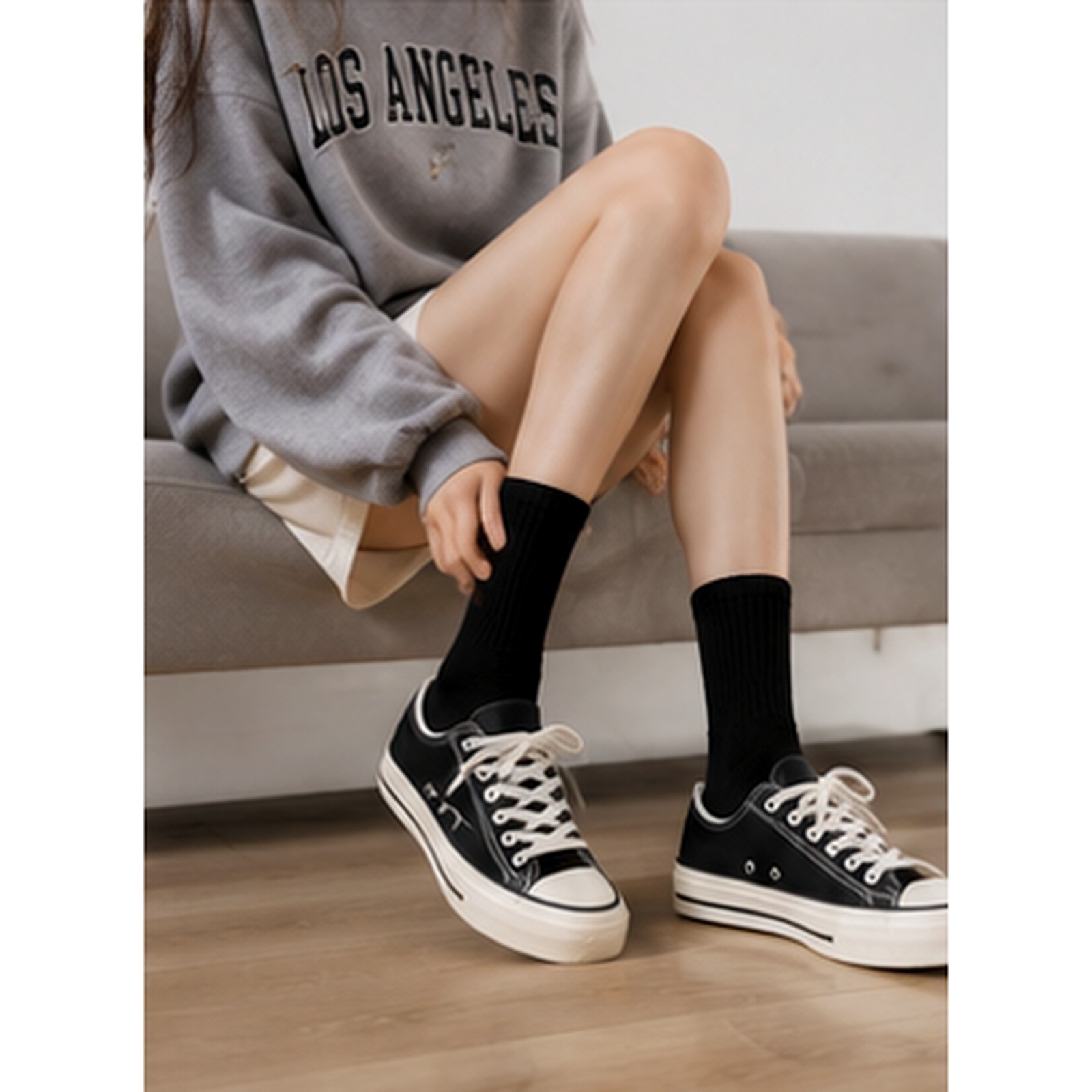 Women High Rib Crew Socks 10 Pairs Cotton Cushioned Odor Free Athletic Casual