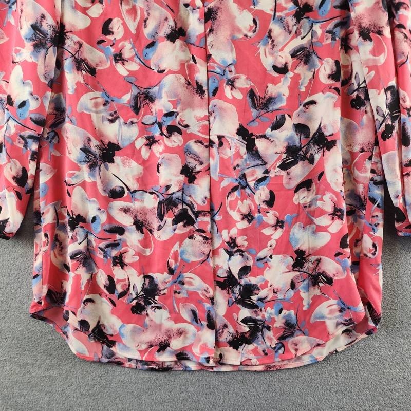 Jones New York Kelly Printed 3/4-Sleeve Tunic Blouse Women’s L Fresh Guava Multi