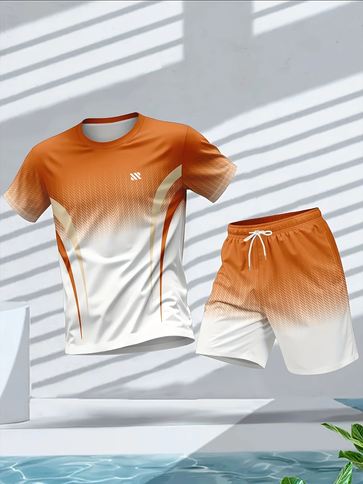 Men’s Summer Sports Set Short Sleeve T-Shirt & Shorts 2-Piece Outfit Casual Stre
