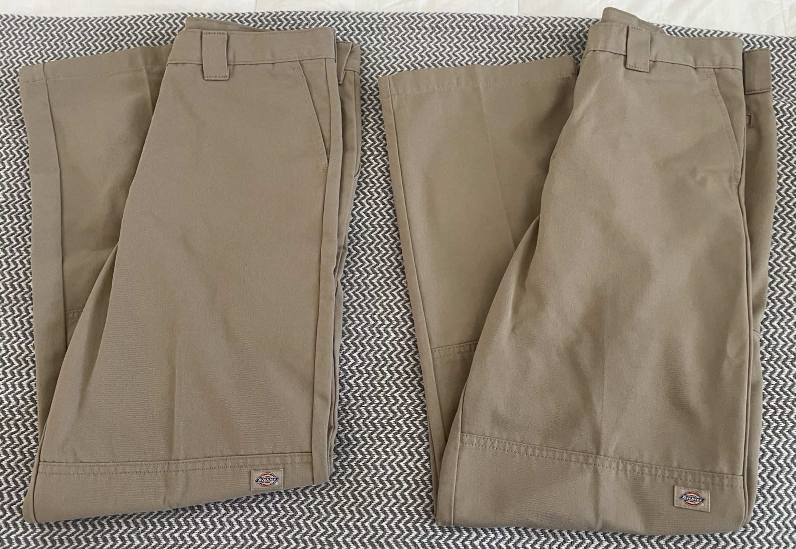 2 Pairs-Dickies Men’s Beige Cargo Pants Size 18 Regular Fit Straight Leg Twill