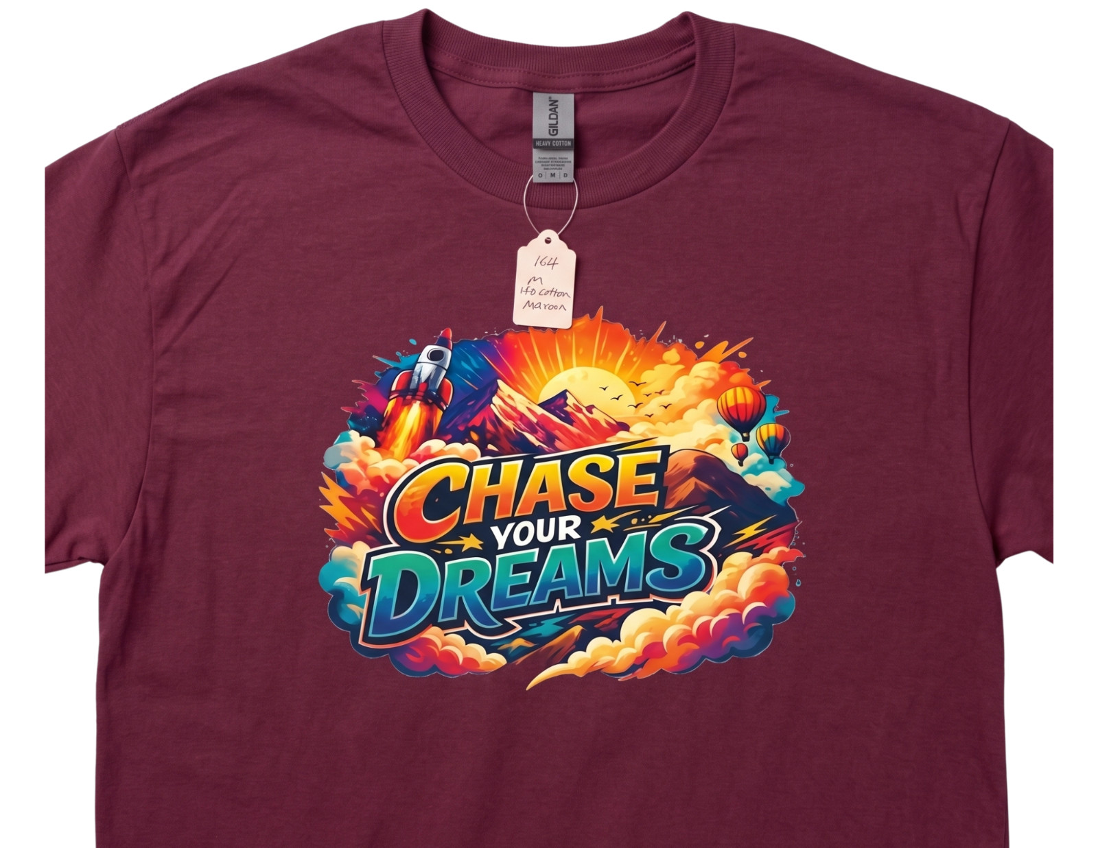 T-shirt – Chase your dreams – Maroon – Medium – Cotton