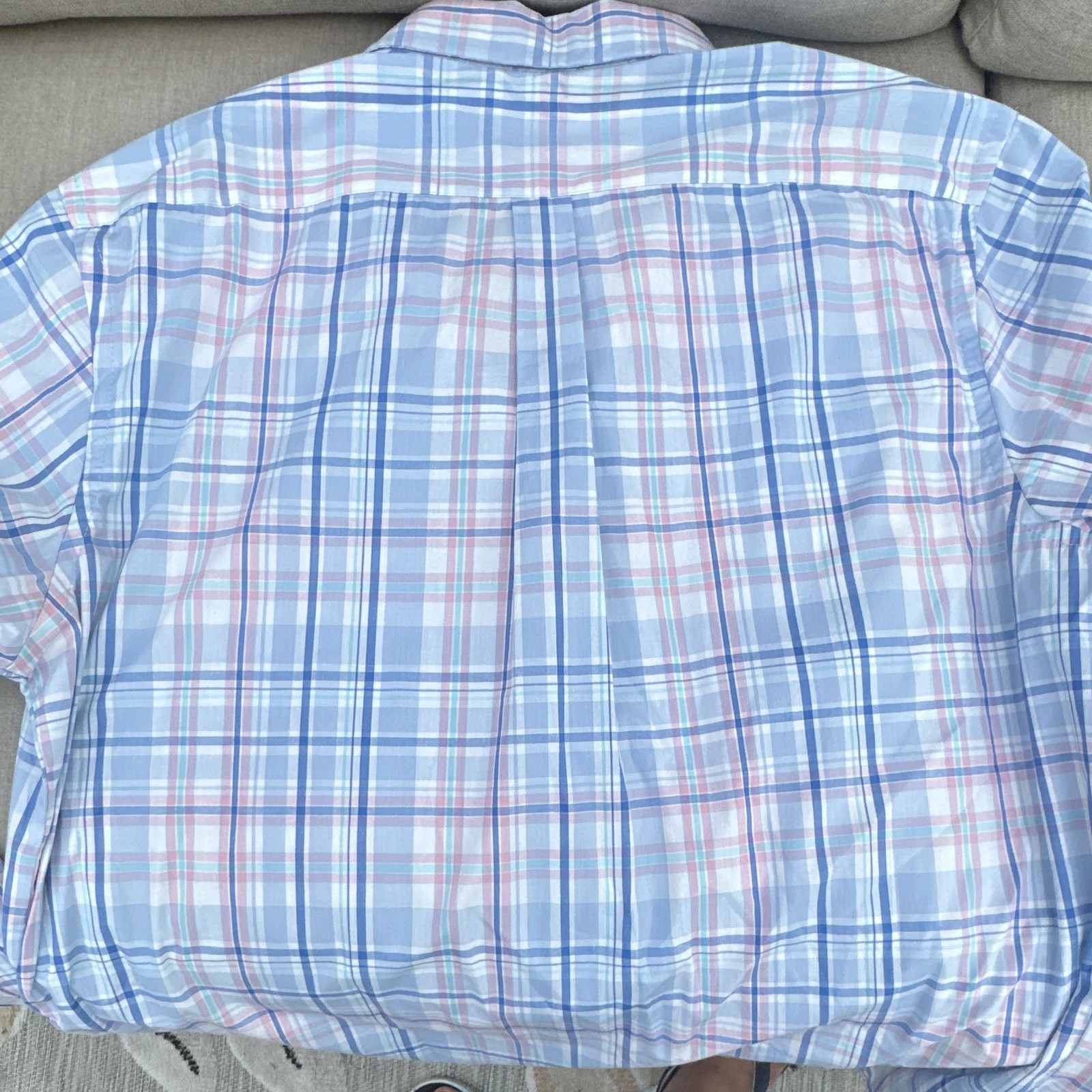 IZOD Men’s XL Blue Pink White Plaid Cotton Woven Long Sleeve Button-Down Shirt