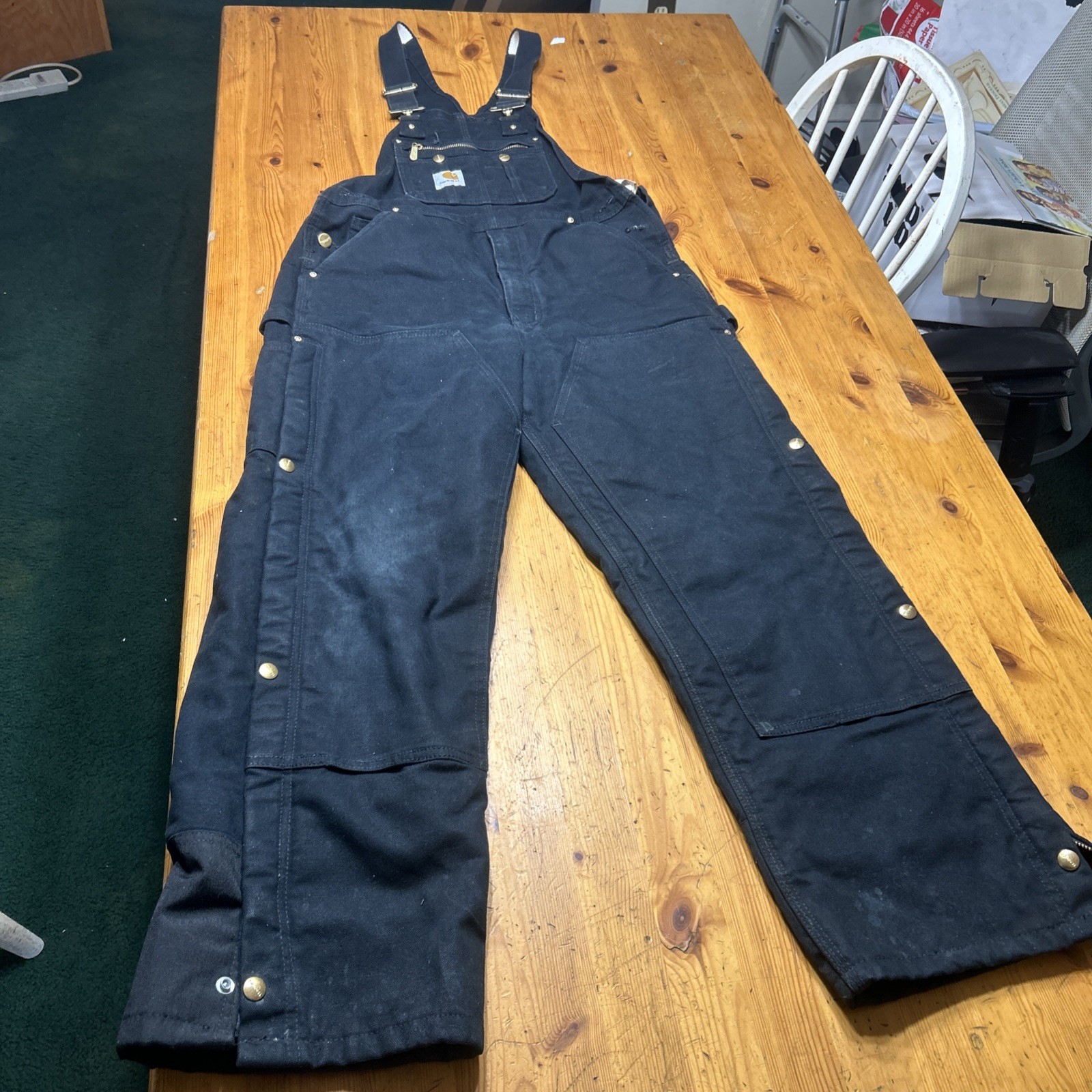 Carhartt 104393 BLK Loose Fit Overall Quilt Lined Firm Duck Insulated Sz Medium