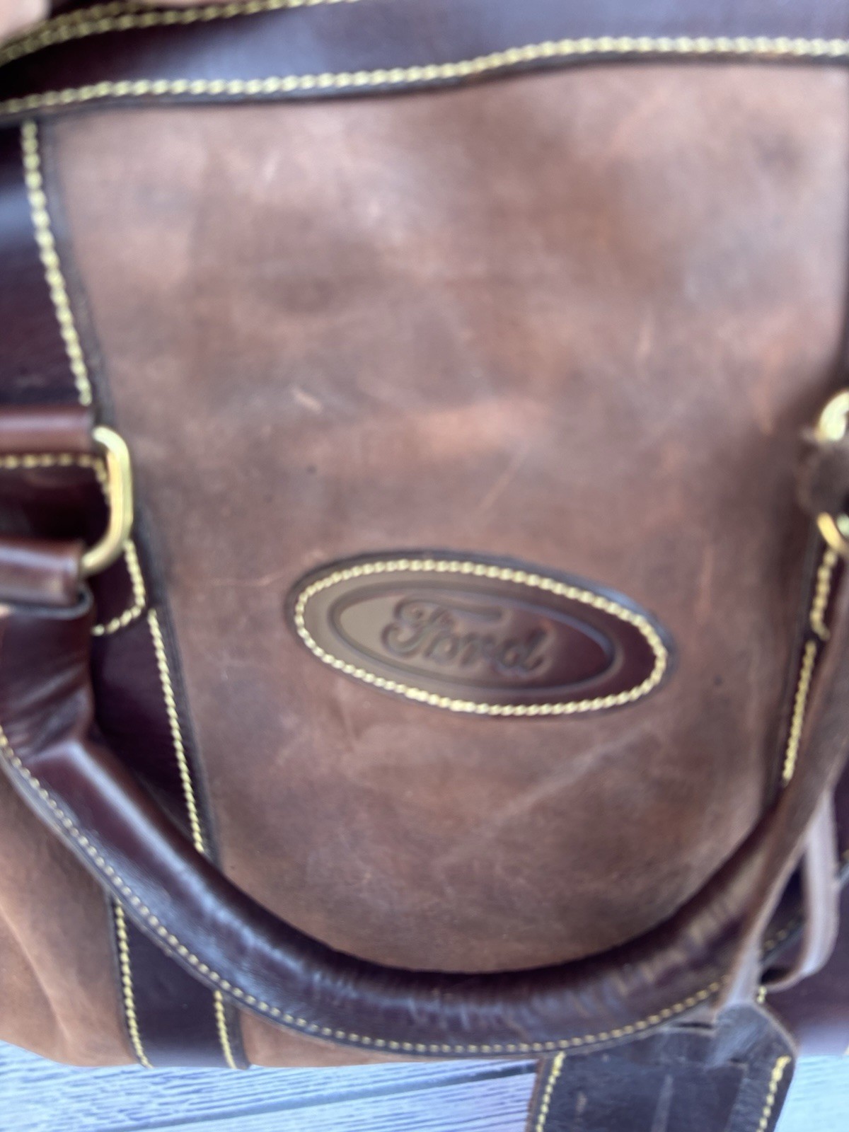 VINTAGE ROOTS X FORD BROWN LEATHER DUFFLE BAG