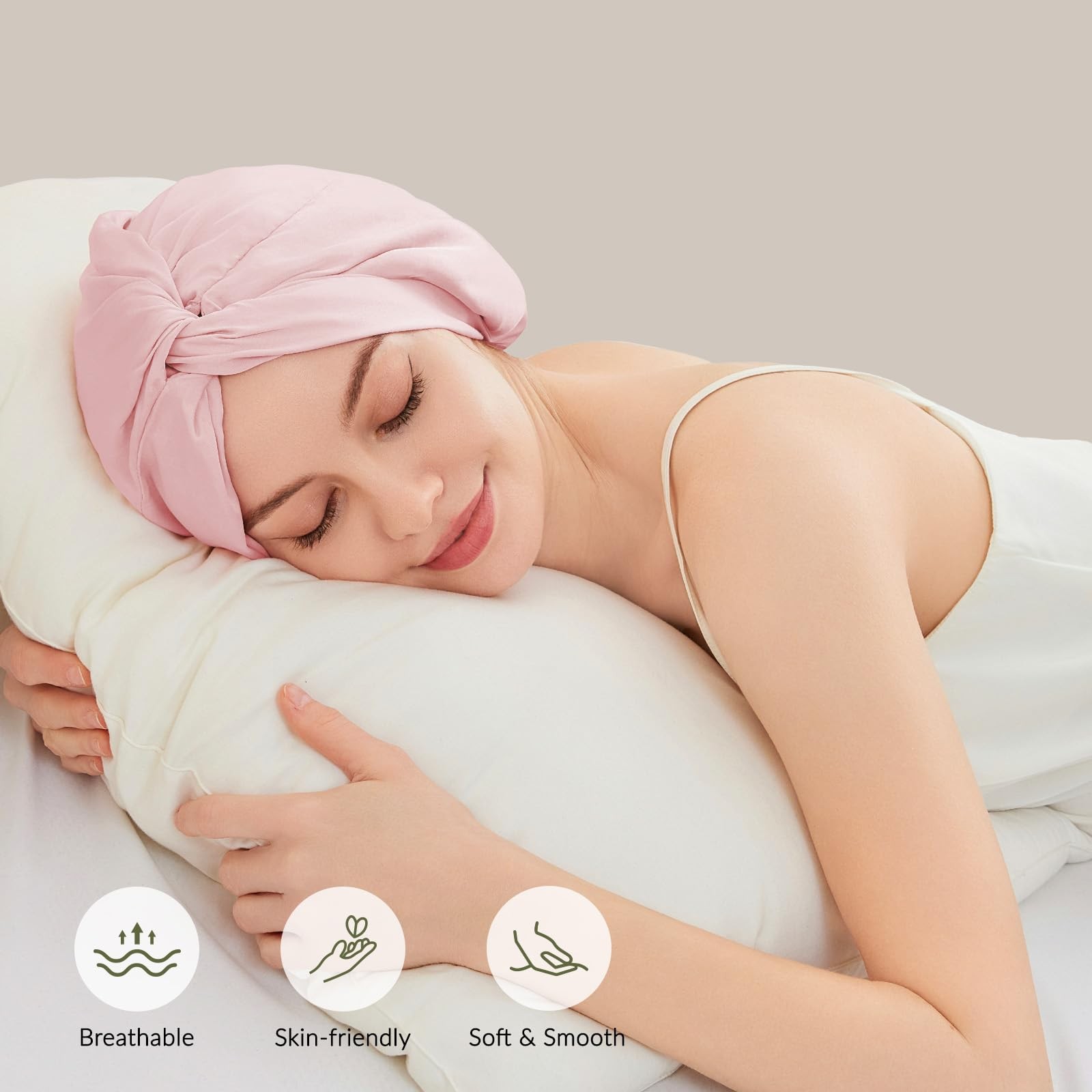 100 Mulberry Silk Bonnet for Sleeping Women, 22 Momme Grade-6A Double Layer