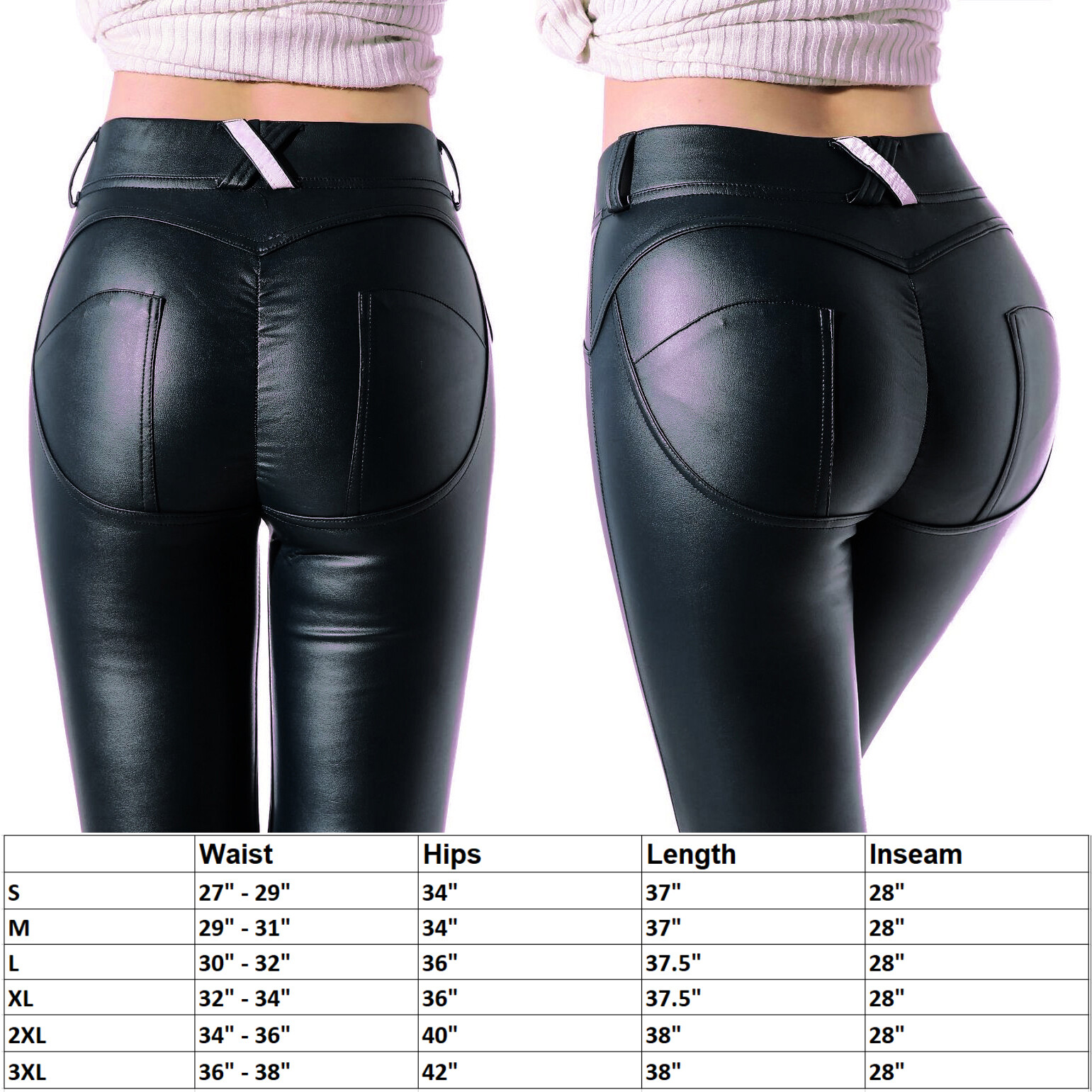 Women’s Sexy High Waist Skinny Faux PU Leather Leggings Pants Butt Lift Trousers