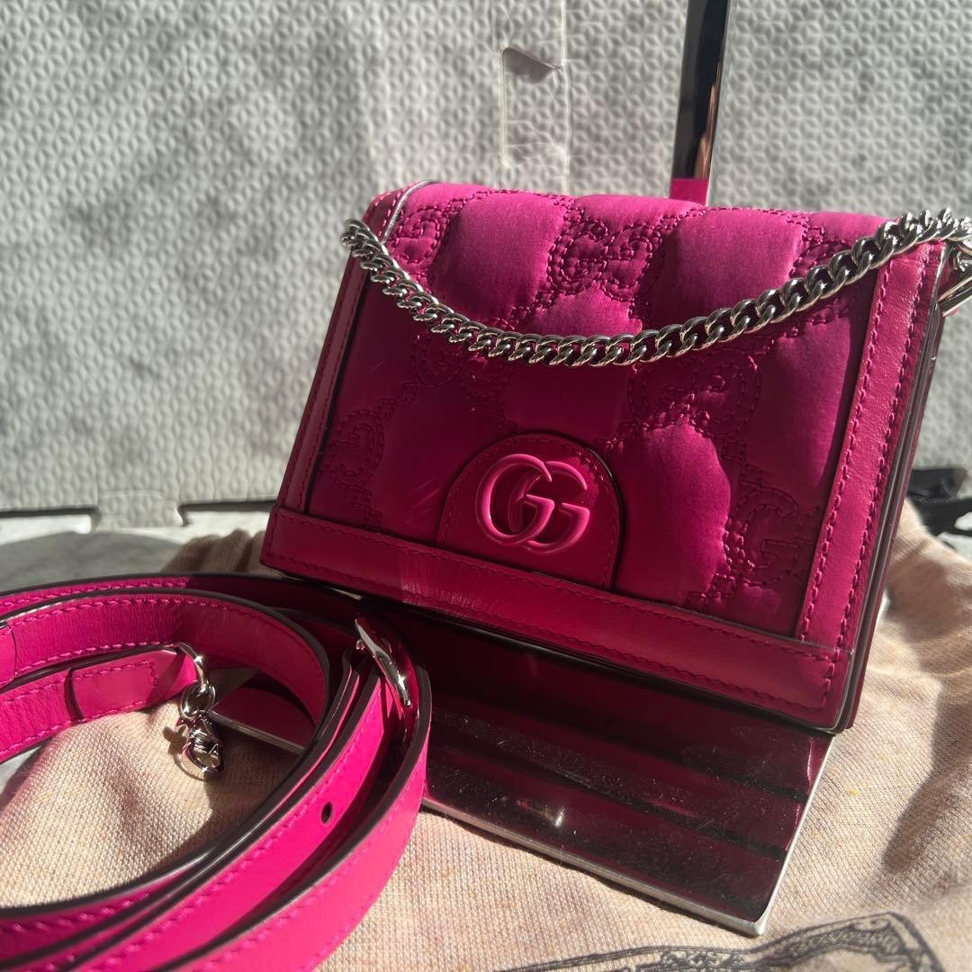 Gucci GG Matelass Mini Shoulder Bag 2way Pink Gift Present 0611b
