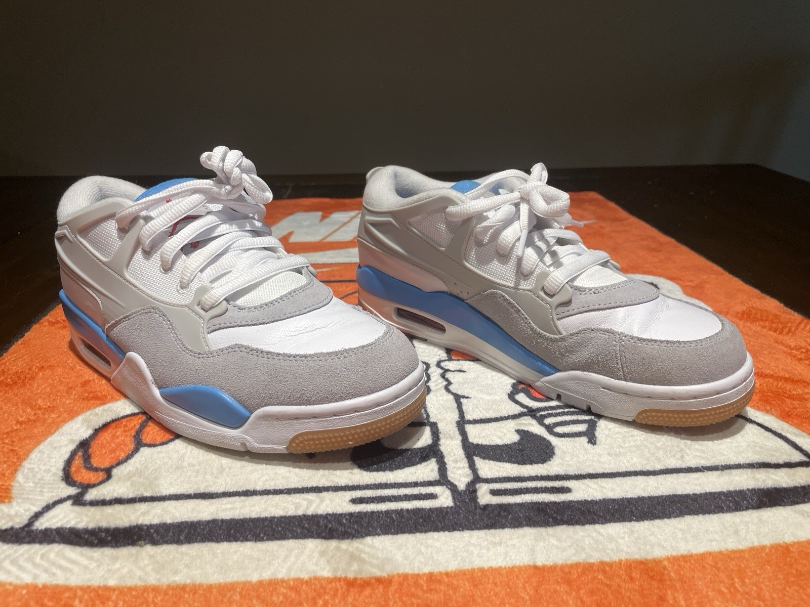 Air Jordan 4 RM (GS) in White / Neutral Grey / University Blue 6.5
