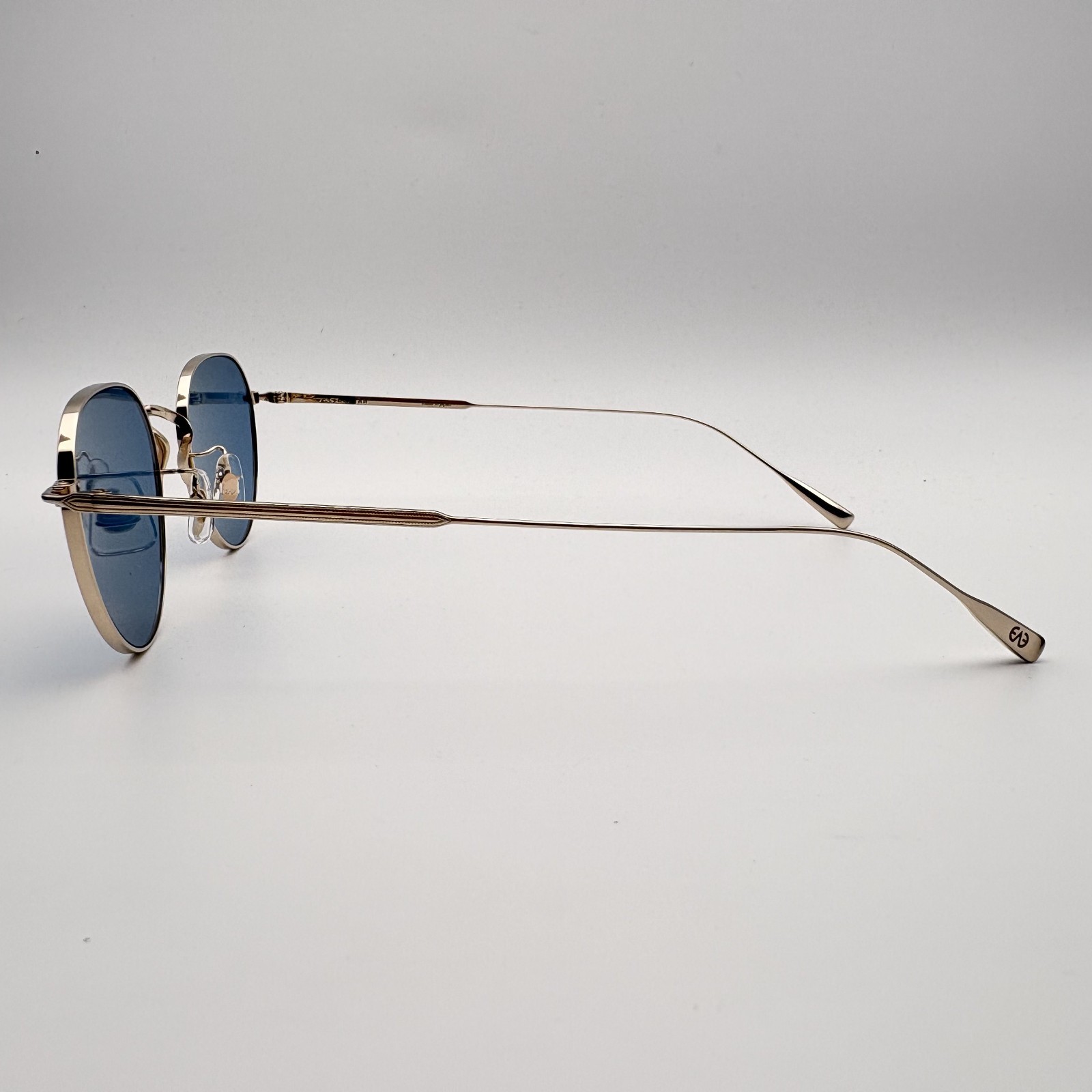 EYEVAN Fairway (47) G-BLU Polished Gold Panto Sunglasses with Light Blue Lenses