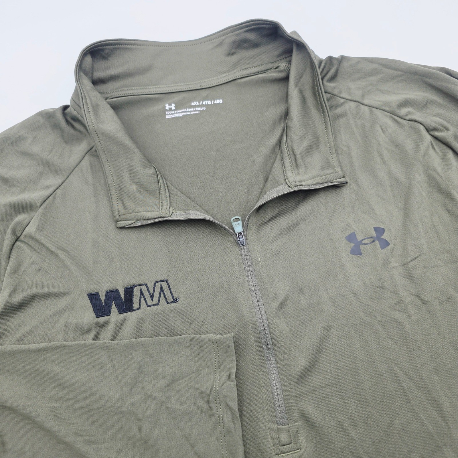 Under Armour Mens 4XL Waste Management 1/4 Zip Pullover Olive Green 1328495