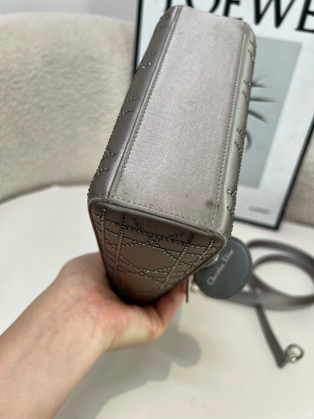 Dior Pre-Owned Authentic Satchel Silver Base length: 17 Silver