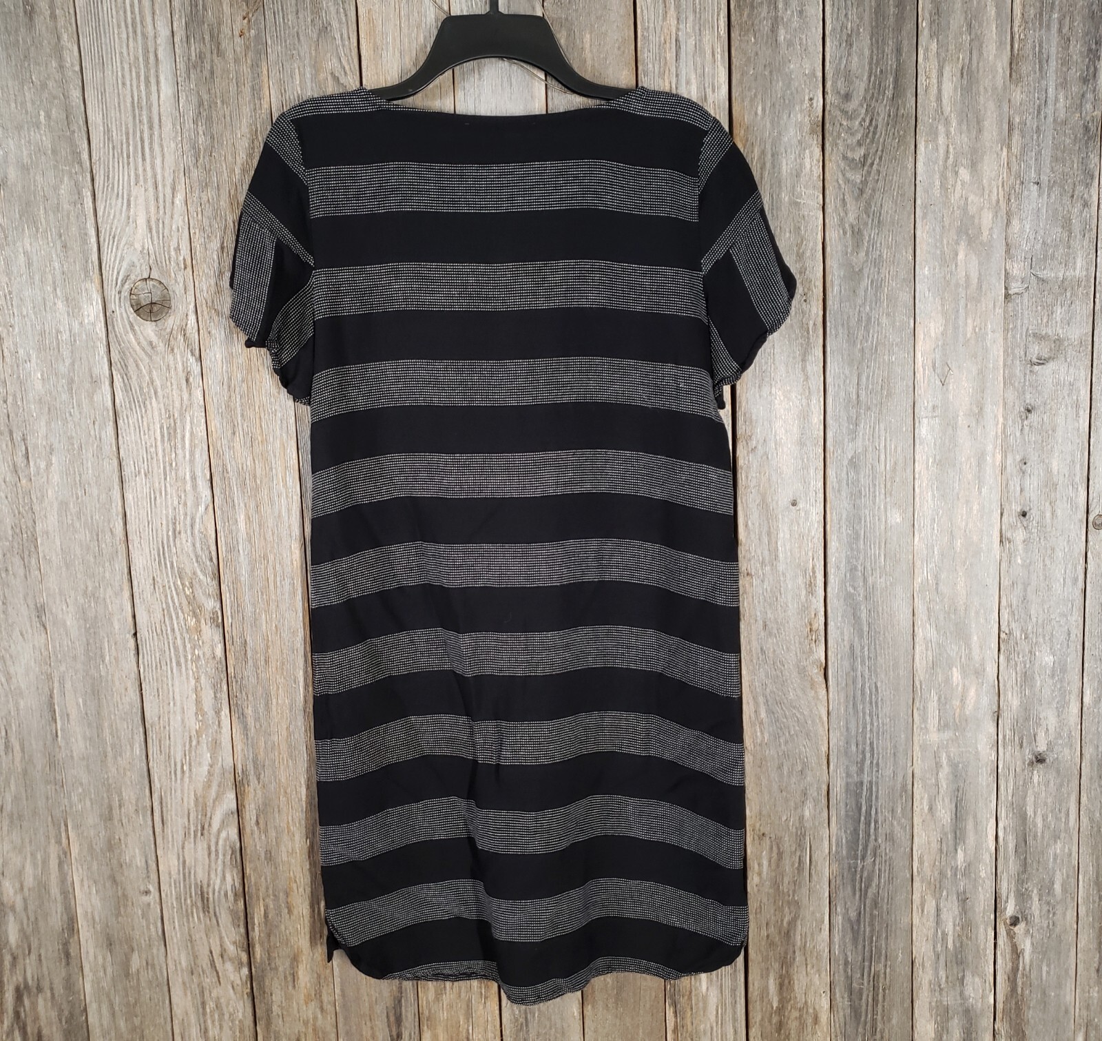 Loft M Women’s Dress Black White Striped Shift Retro Classic Preppy Academia