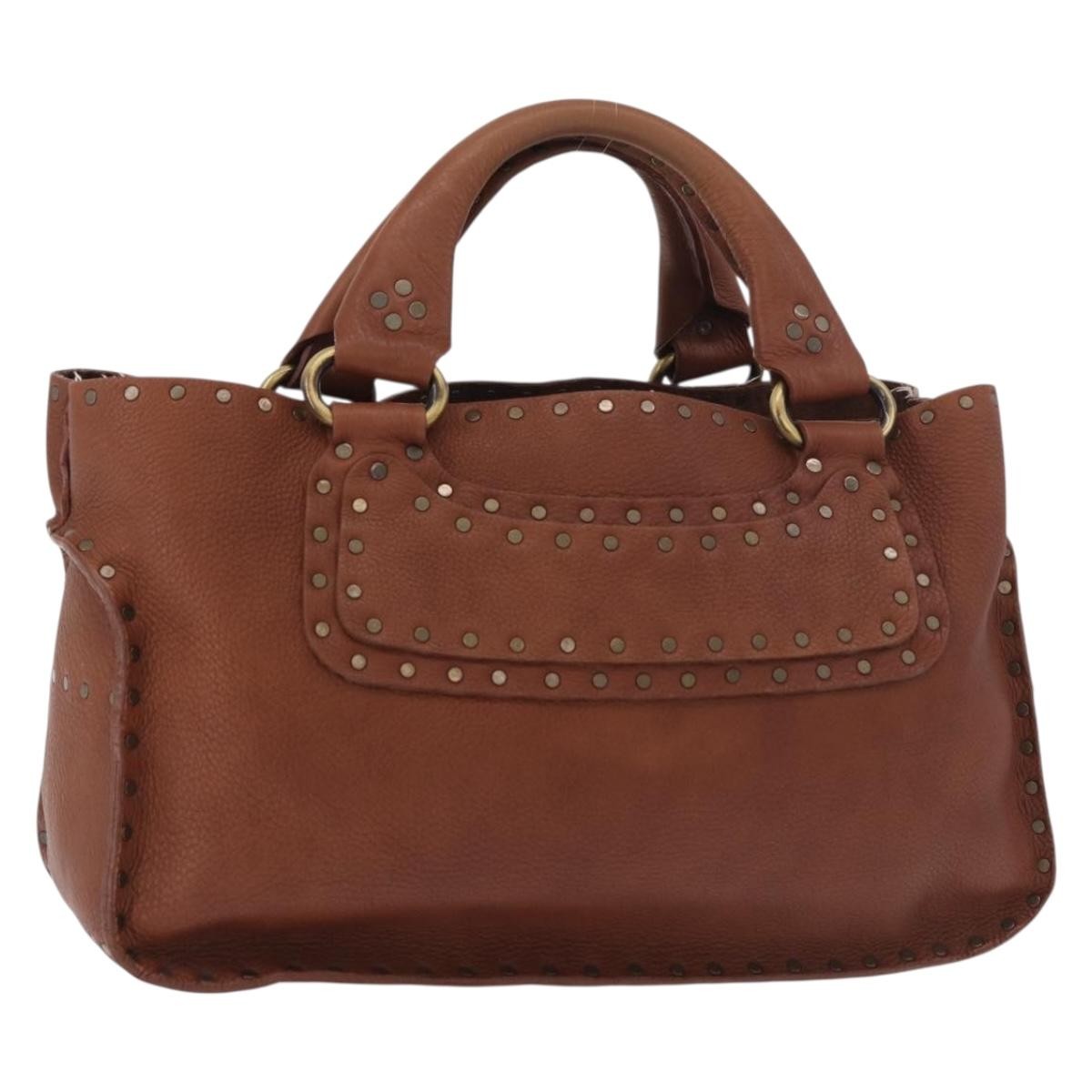CELINE Boogie bag Hand Bag Leather Brown Auth 183952A