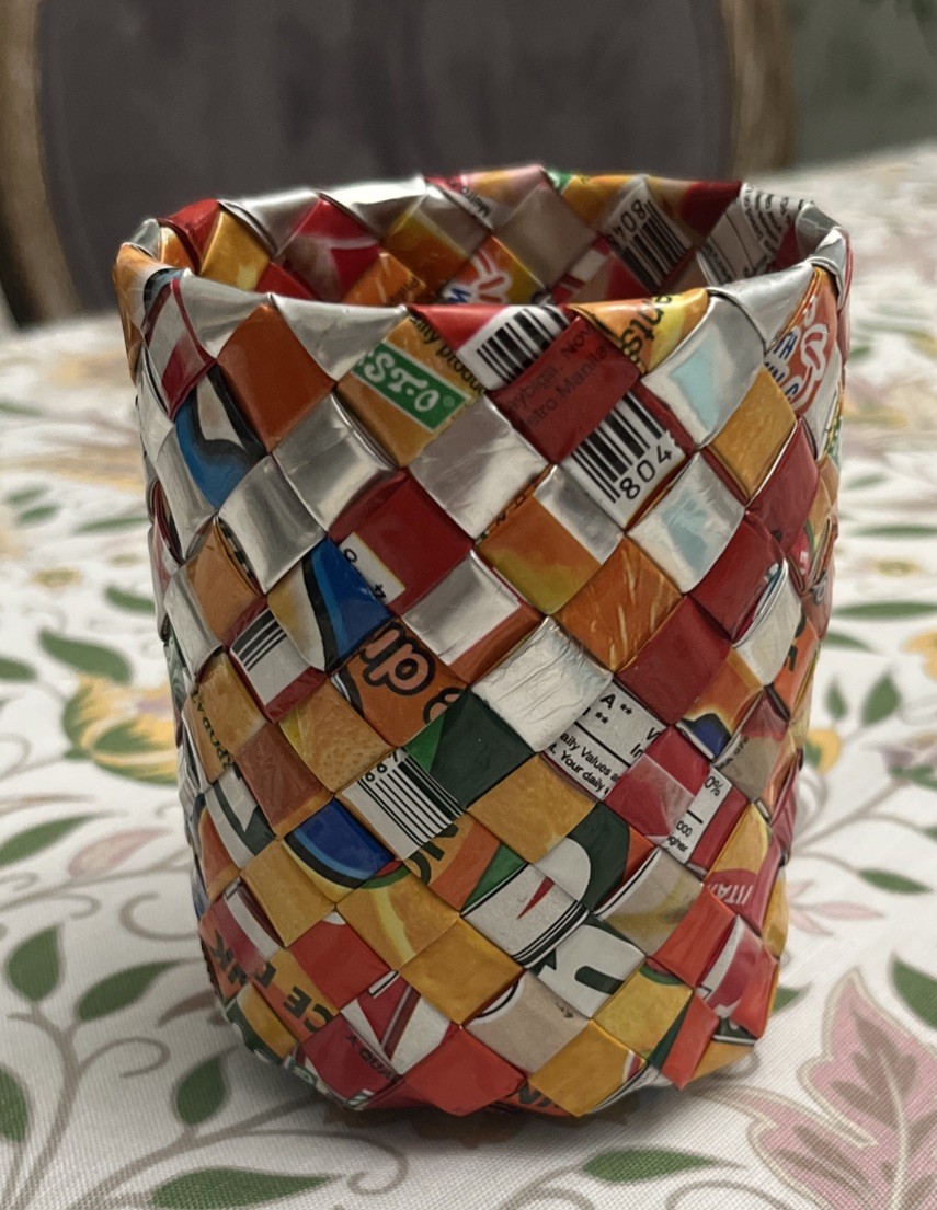 Recycled Eco Friendly Candy Wrapper Woven Pencil Cup Holder