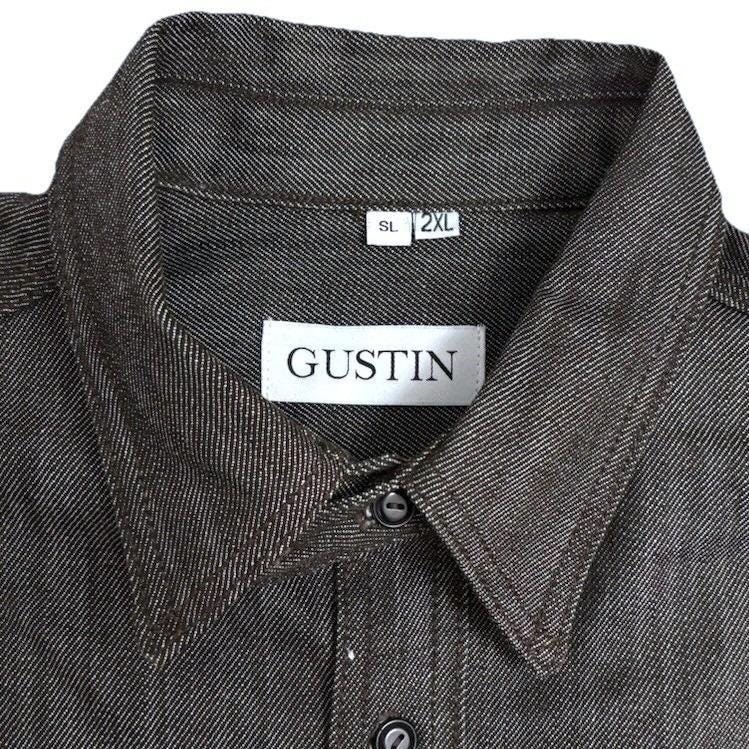 Gustin Denim Chambray Workshirt Men 2XL Dark Oak Gray Cotton Italy Made in USA