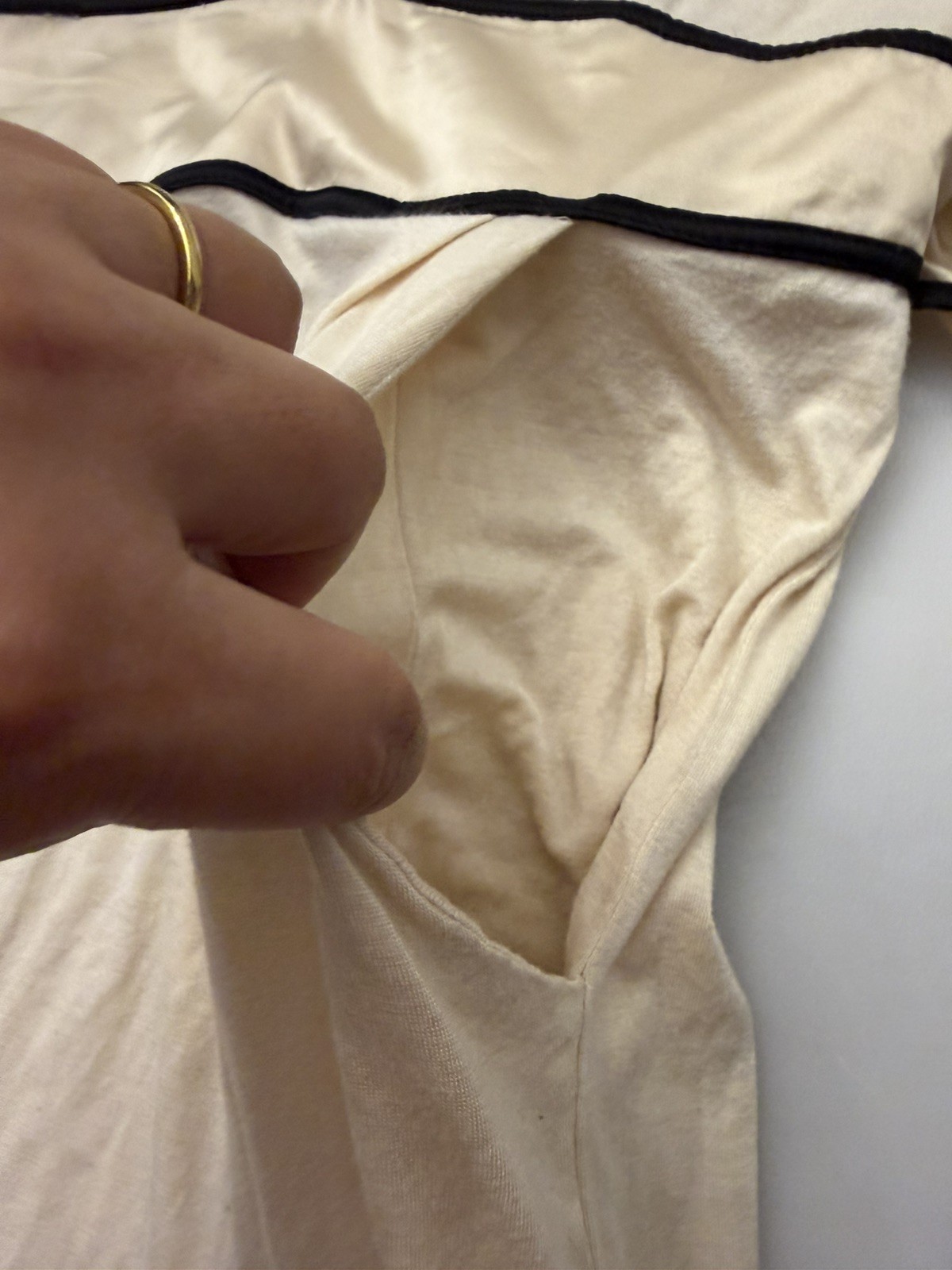Urban Behavior Champagne Open Back Tie Dress | Contrast Trim | Size M
