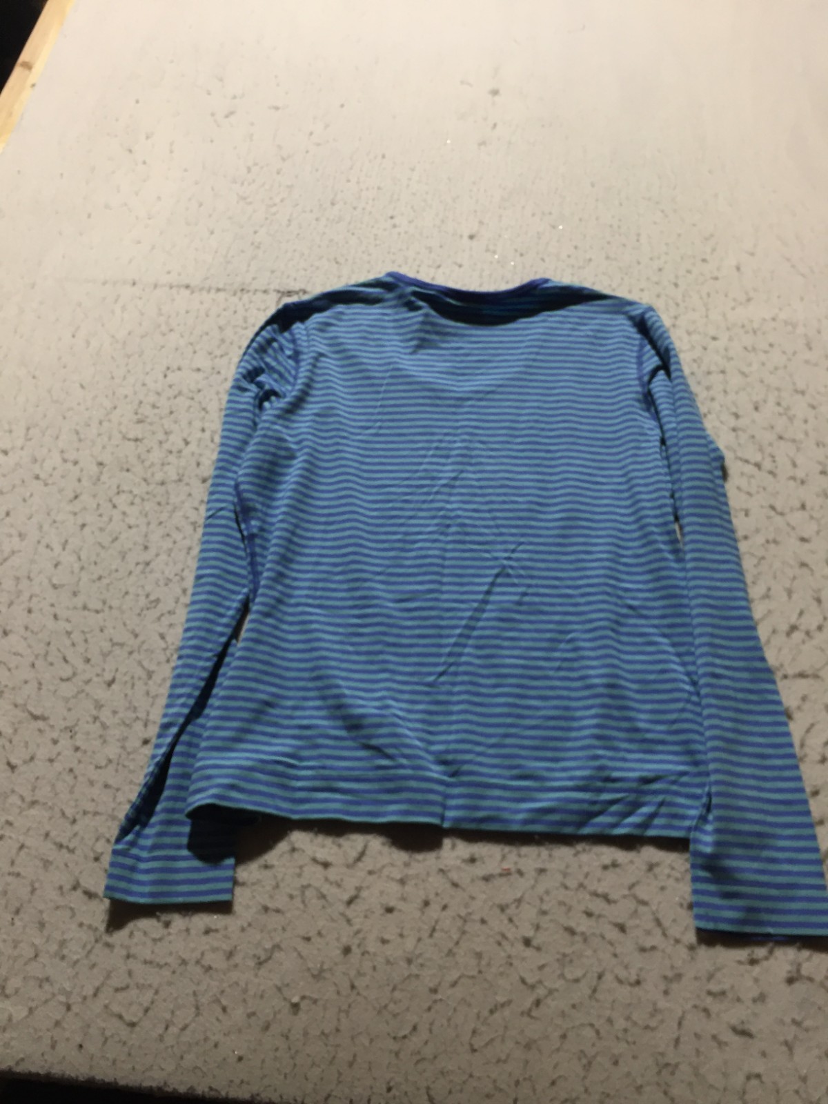 NEW Covington Stretch Shirt Womens L Large 14-16 Blue Striped Long Sleeve Scoop