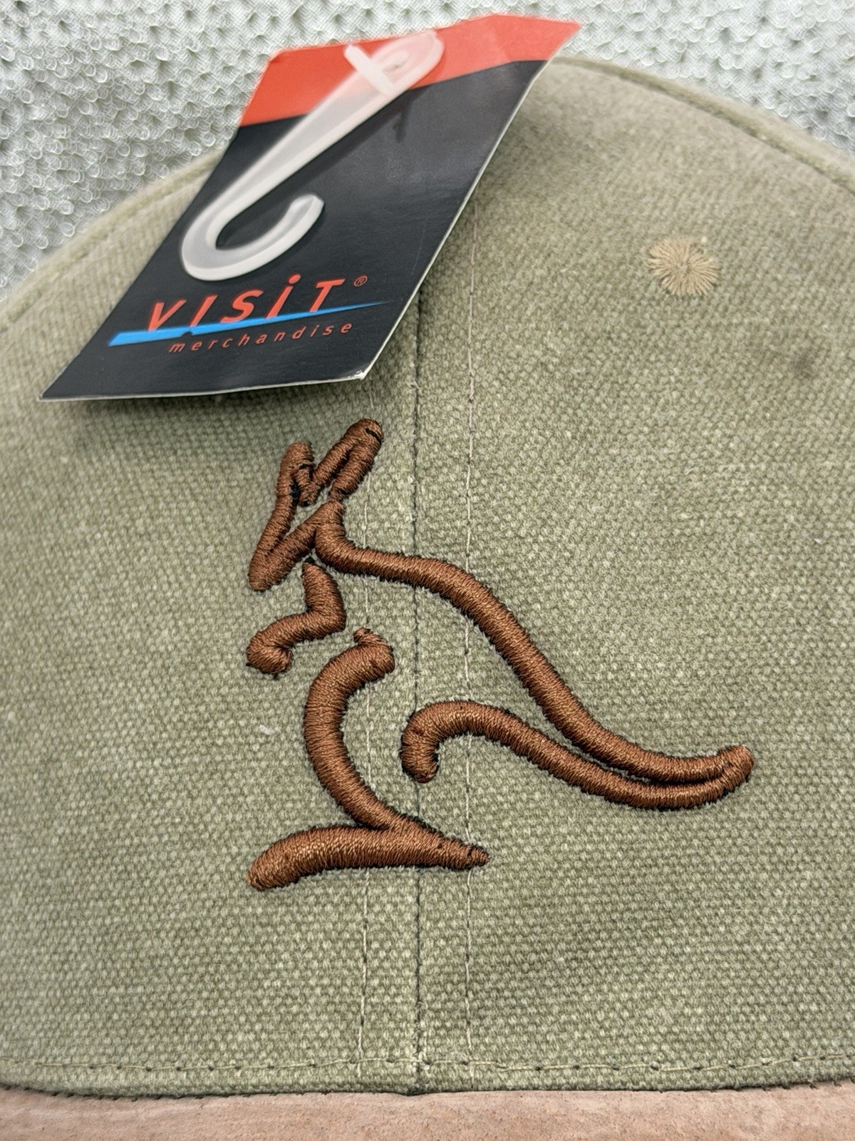 Visit Merchandise Hat Green Australia Kangaroo Suede Brim Cotton Cap Adj