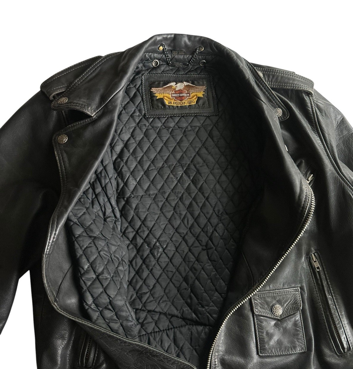 Vintage Harley-Davidson Black Eagle Leather Tassel Jacket Men’s Size 44 (Custom)