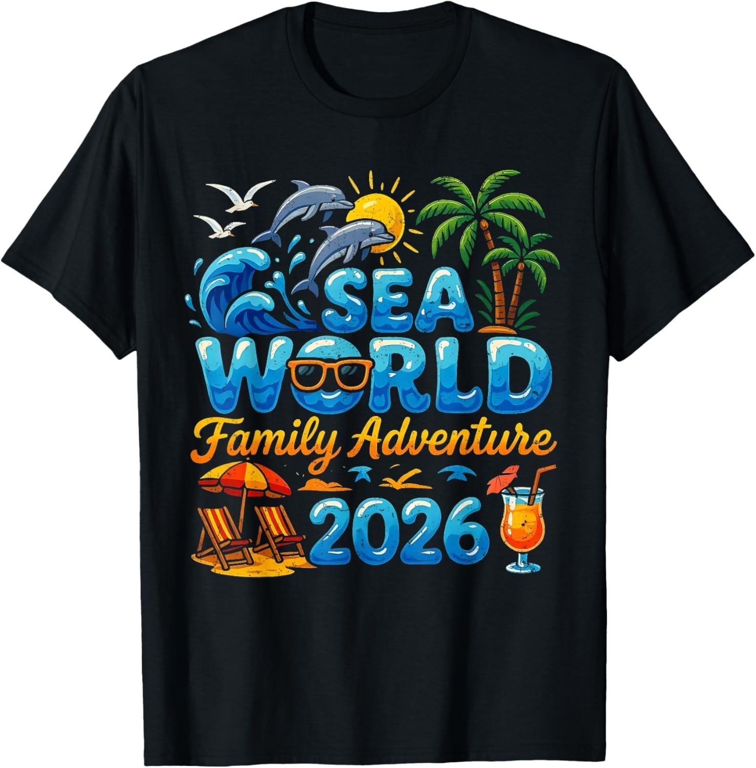 Funny Sea World Family Adventure 2026 Beach Design Gift Unisex T-Shirt