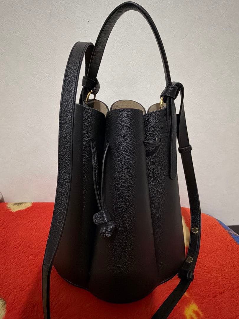 POLENE Black Leather Shoulder Bag from Japan
