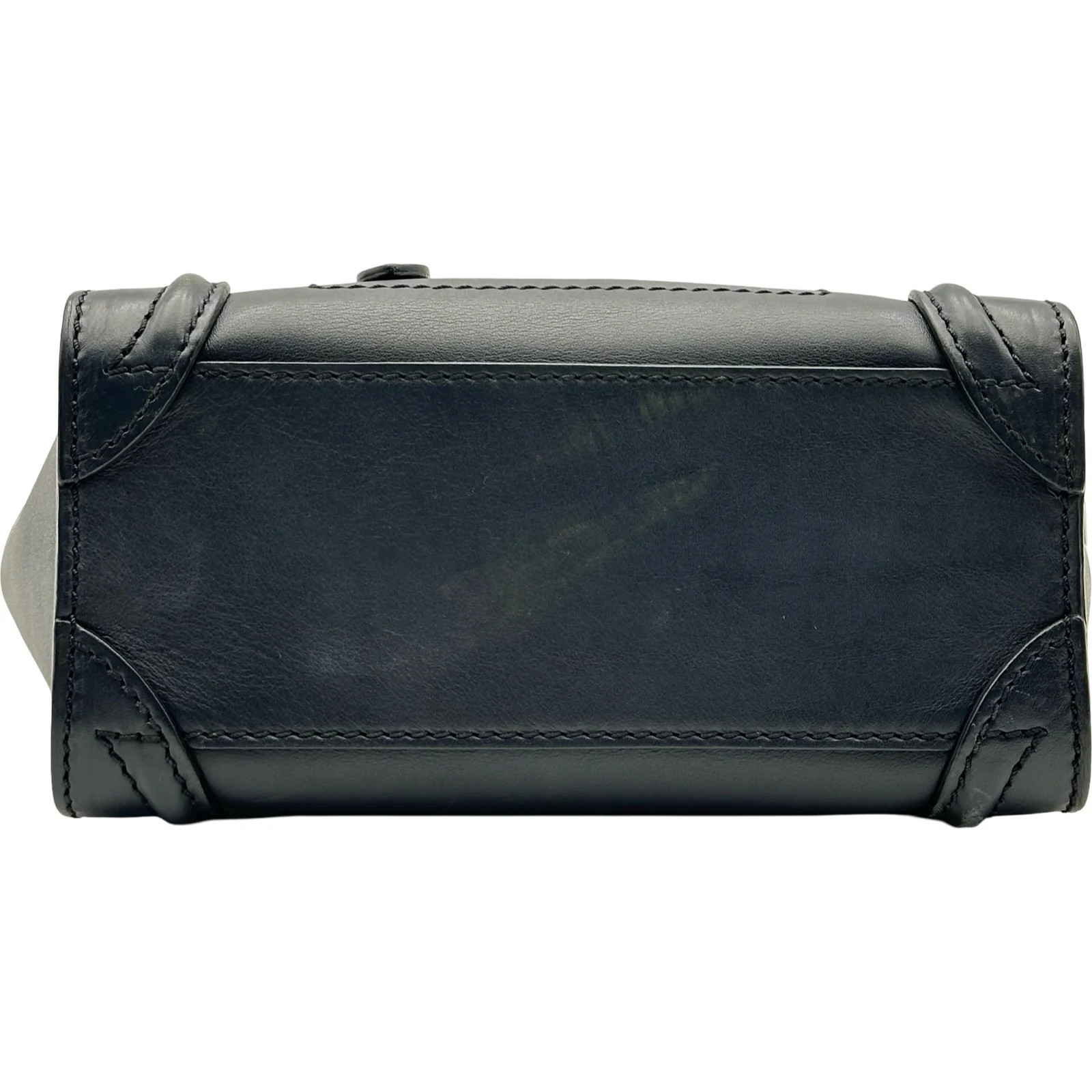 CELINE Luggage Nano Shopper Navy GHW Calfskin Shoulder Bag #2351