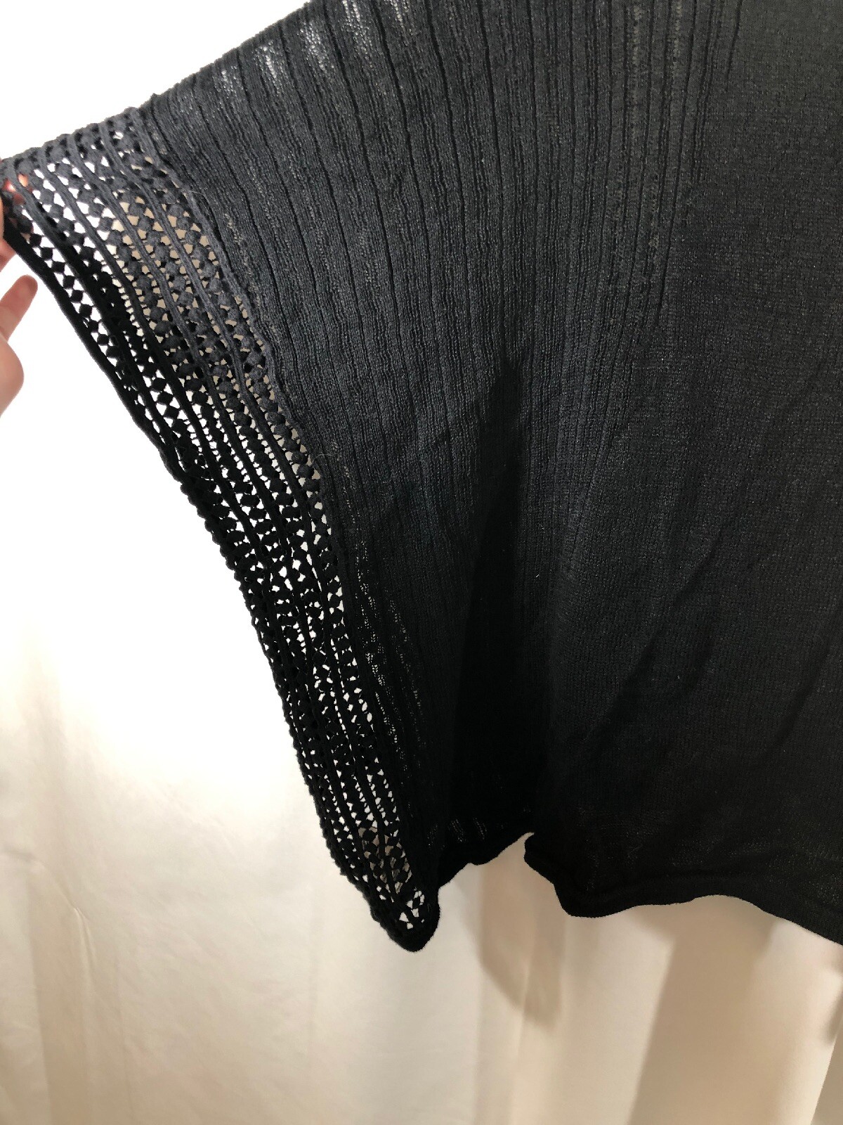 EUC $108 Free People Echo Stitch Cold Shoulder Sweater Black [ Small ] #1902