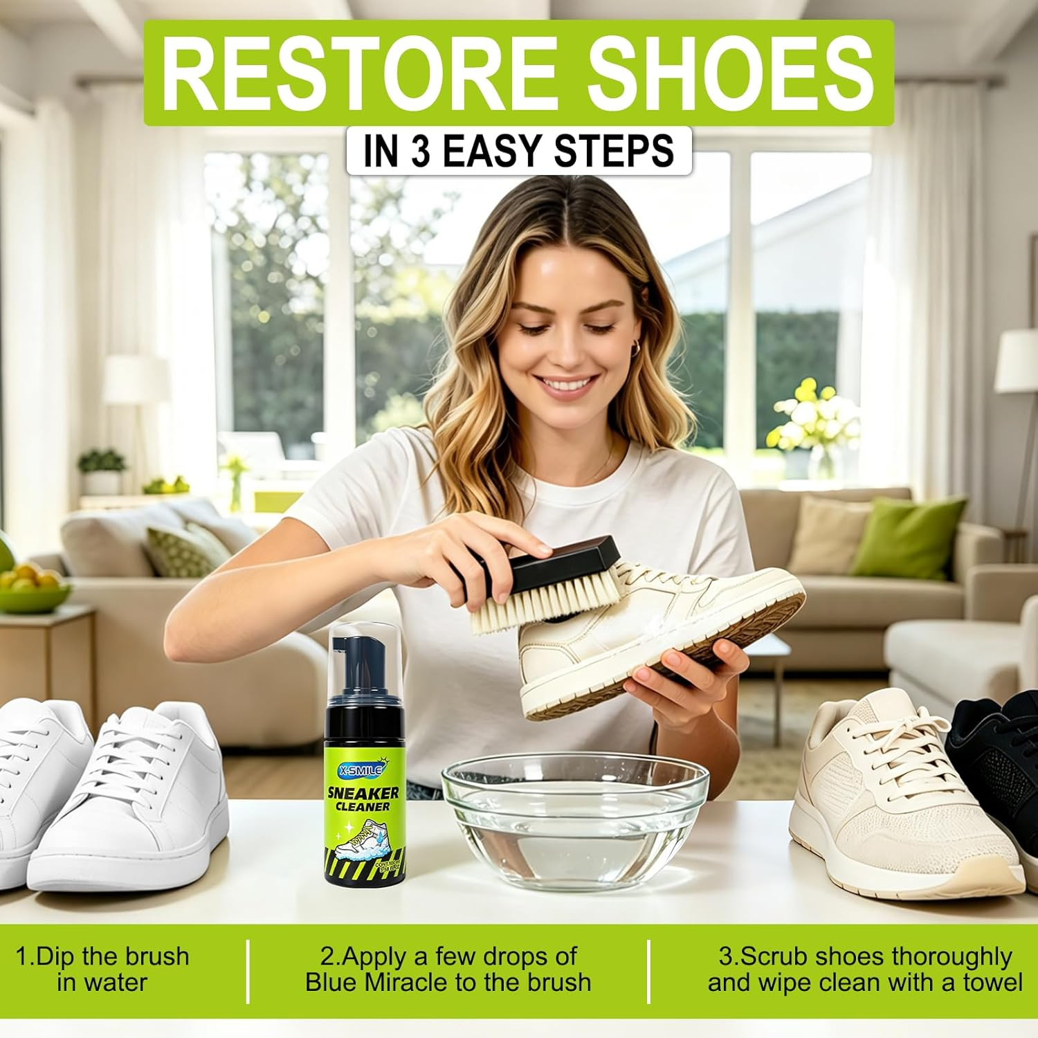 Sneaker Cleaning Kit, Foam Cleaner for White Shoes, PU & Synthetic, Canvas, Mesh