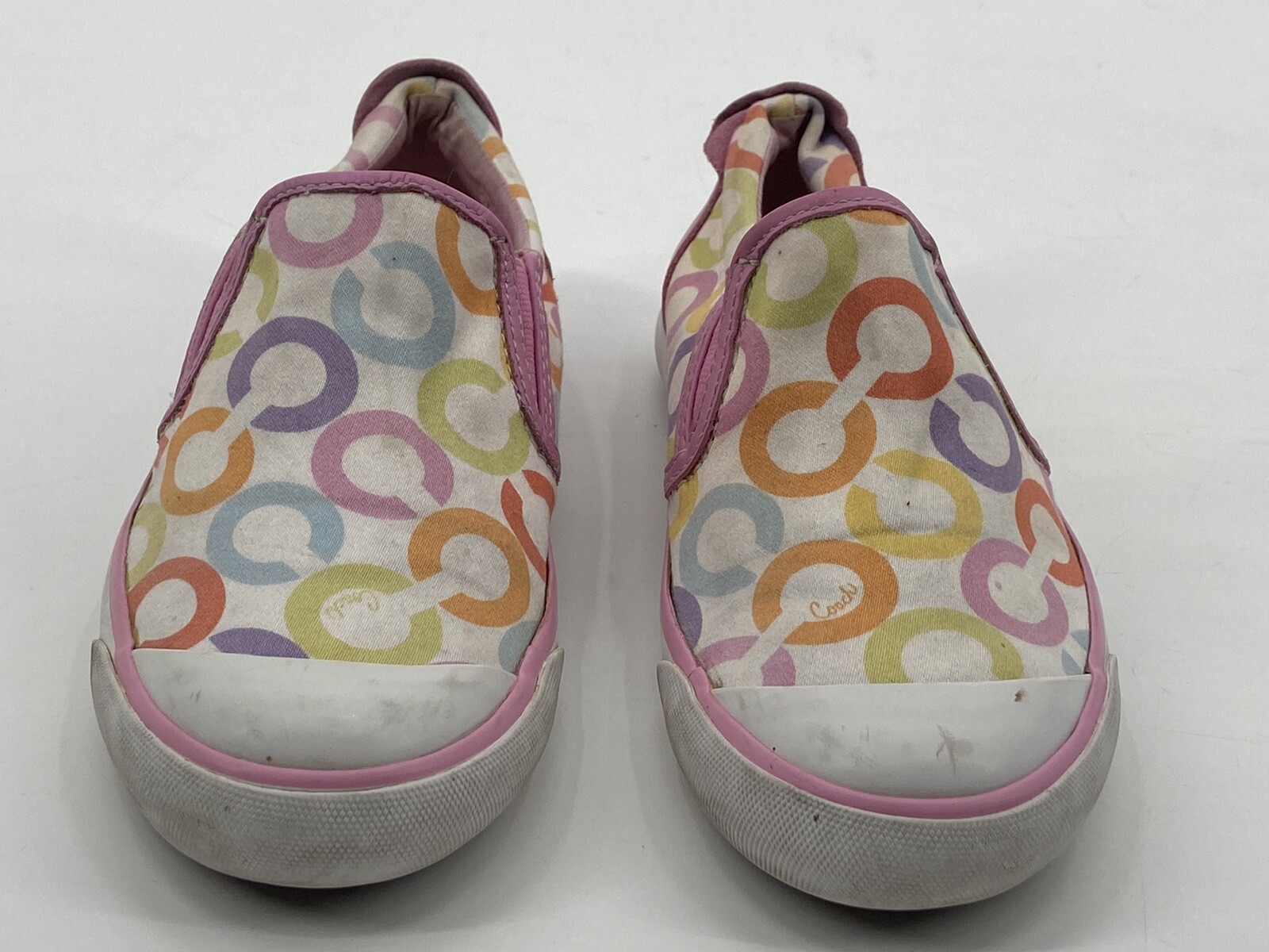 Coach Beale Pink Multicolor C Logo Monogram Slip On Sneaker Women’s Size 5B