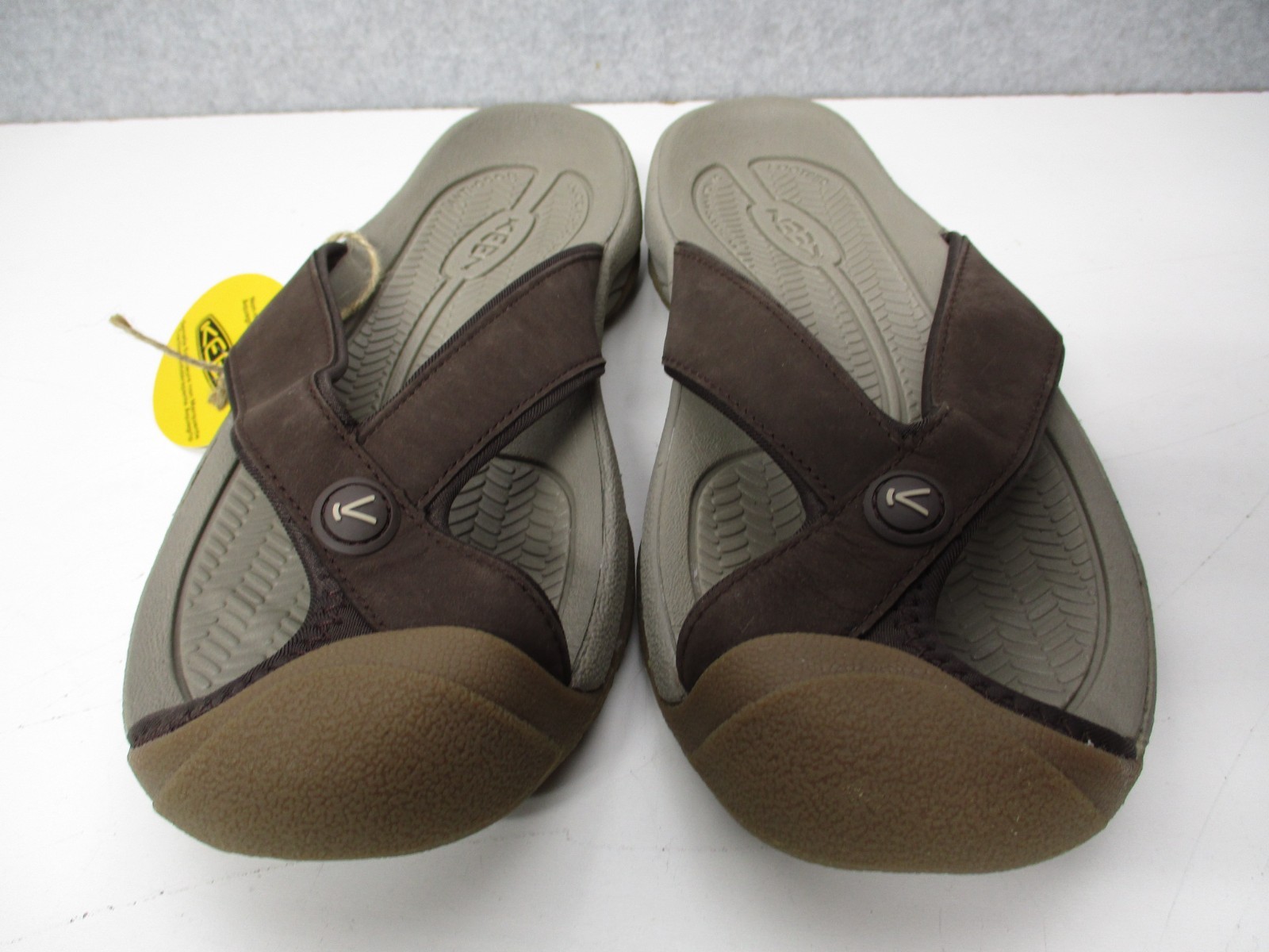 Keen Waimea TG Toe Protect Flip-Flops Sandals Leather Brown/ Taupe Mens Sz 11