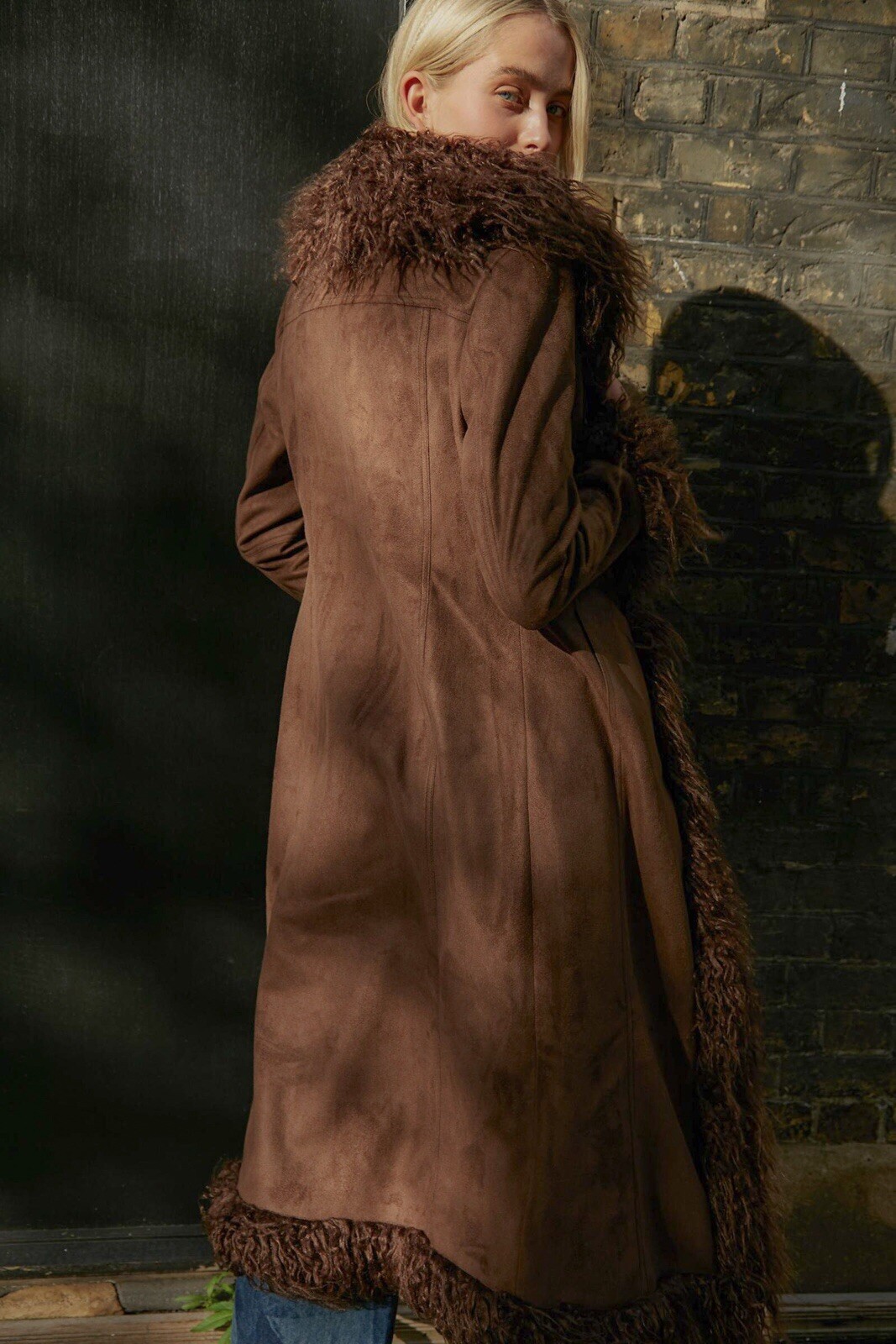 Amazing Brown Afghan Coat Long Penny Lane Urban Outfitters Fur Hippy Y2K Large