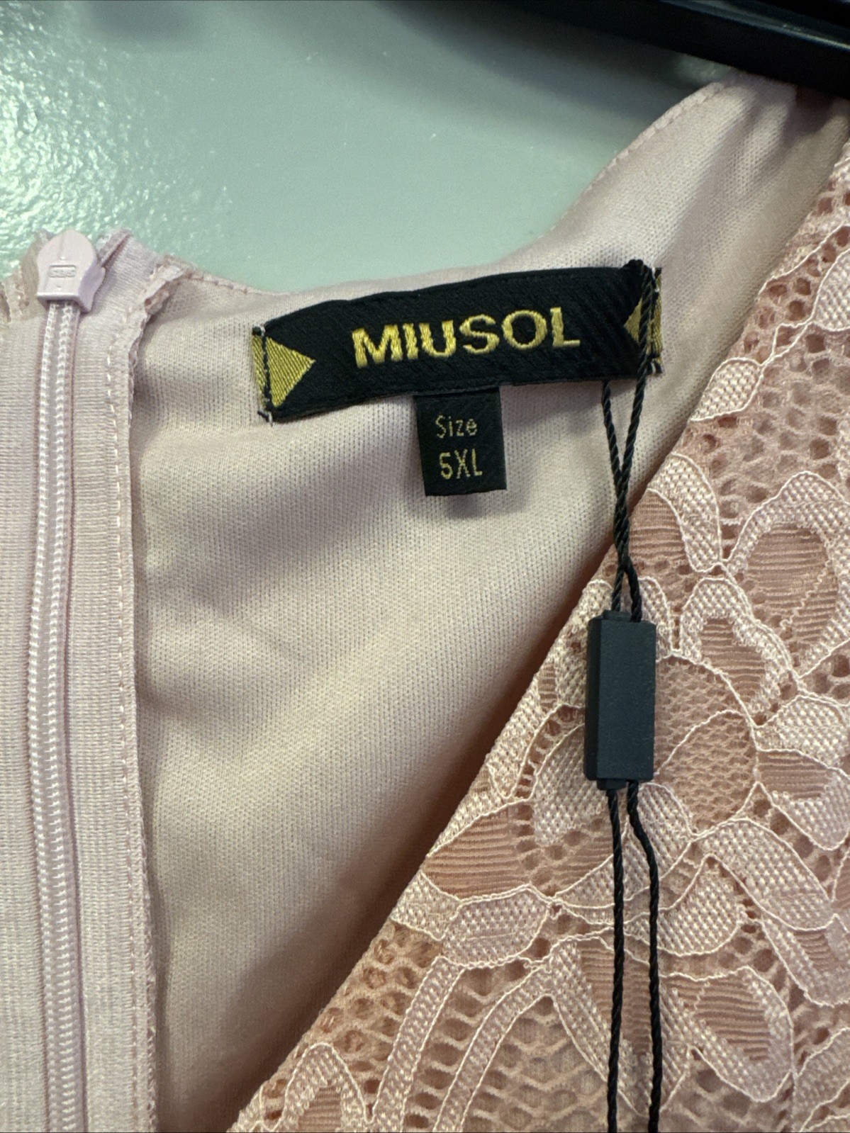 Miusol Elegant Pink Lace Maxi Dress Bride Fit and Flare Size 5XL NWT