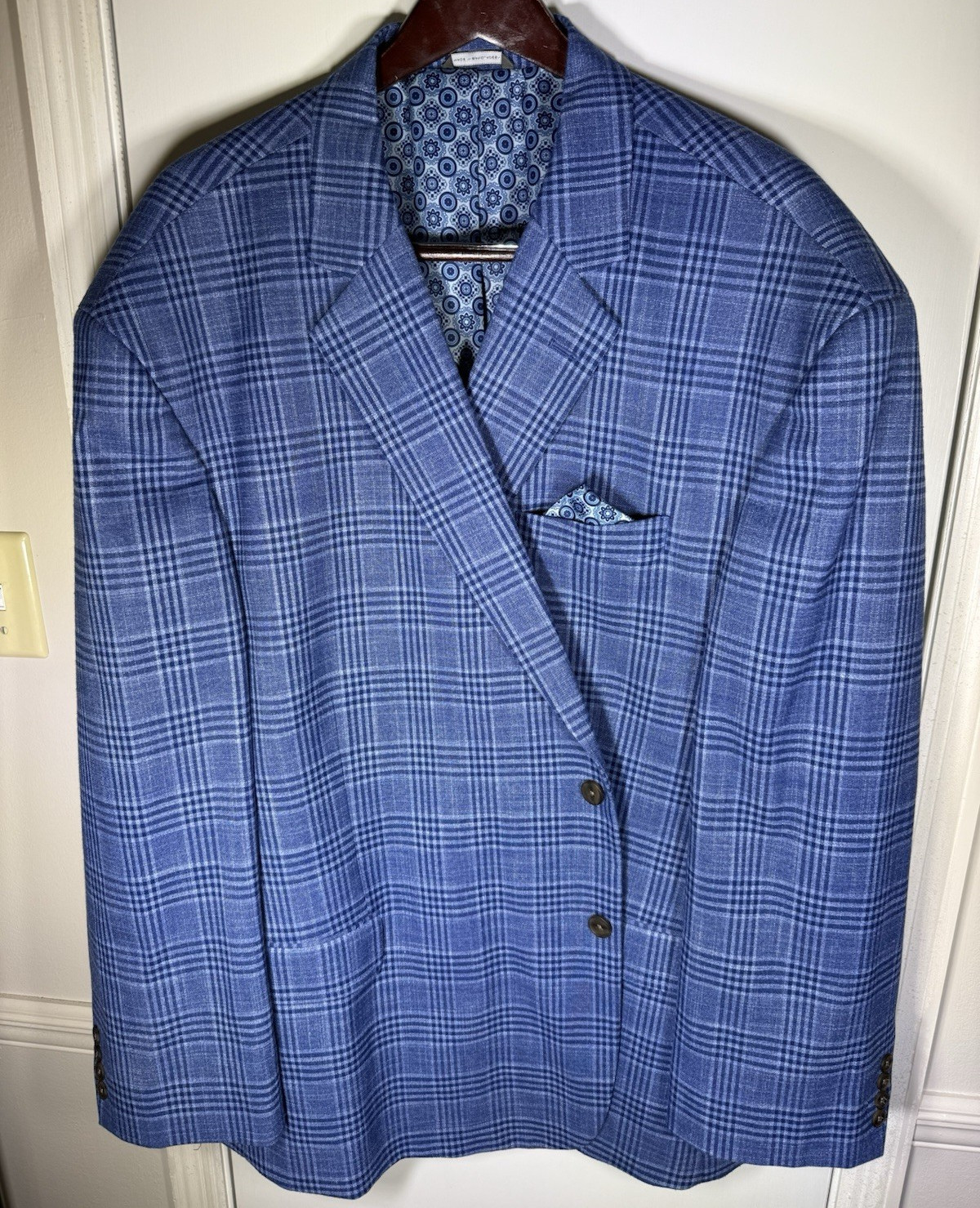 Oak Hill Men’s Blue Plaid Sport Coat 5XL 62/64R Big & Tall 2-Button