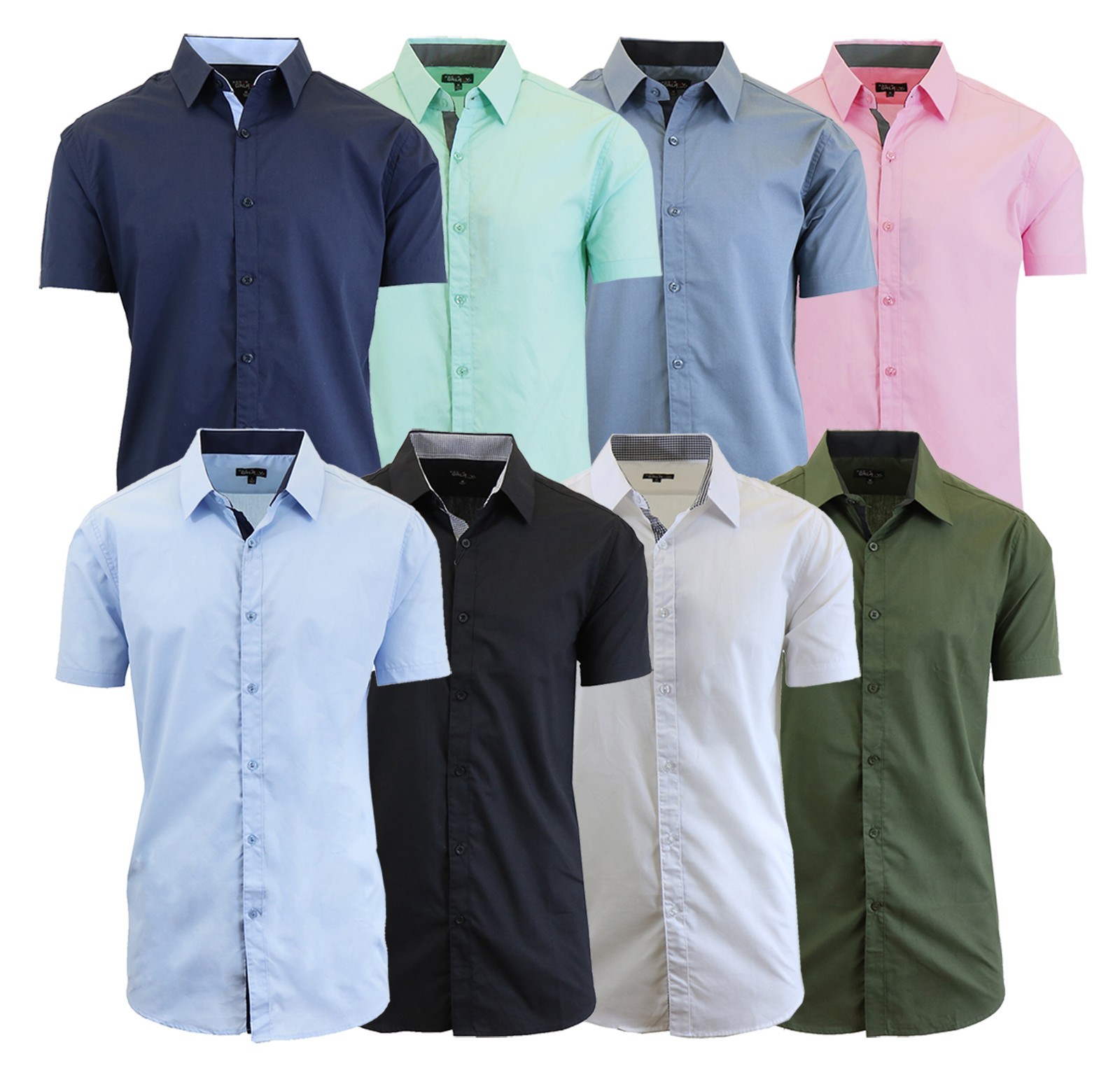 Men’s Solid Slim-Fit Button Down Short Sleeve Shirt ( Size S-5XL ) NWT Free Ship