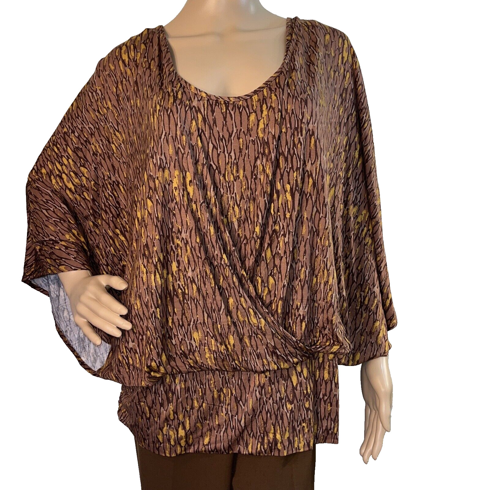 QVC Flowy Leopard Layered Tank & Cardigan Cape Jersey All Seasons Luxury