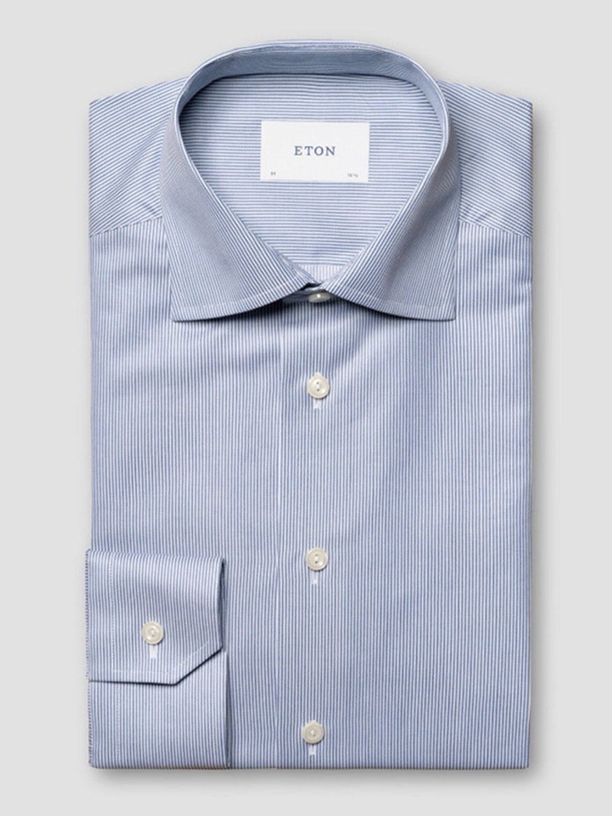 ETON Contemporary Dress Shirt Mens 44 17.5 Blue Button Down Formal Preppy