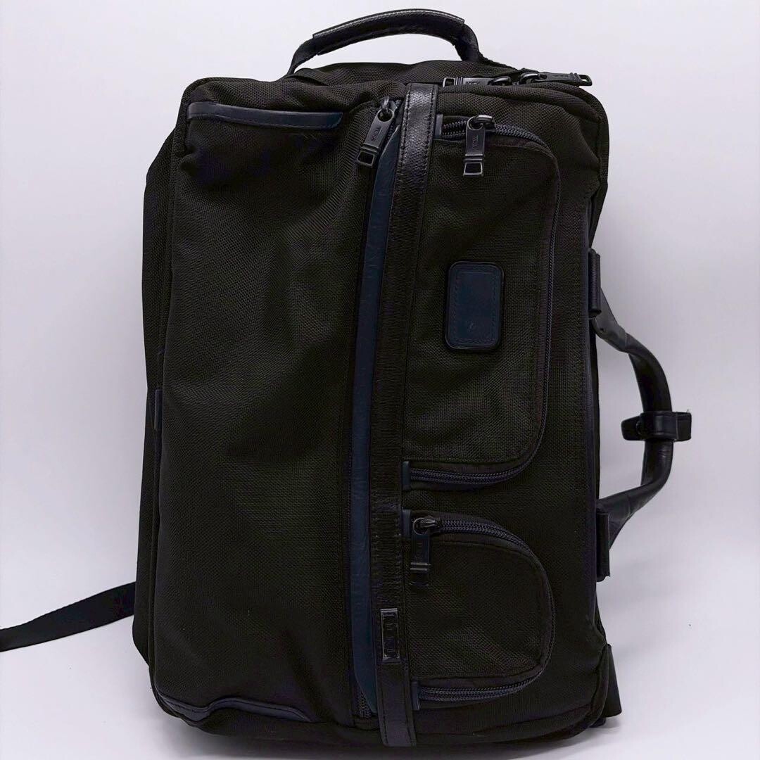 TUMI Alpha 3 3 Way Briefcase Backpack Black Navy PC Business Bag Authentic