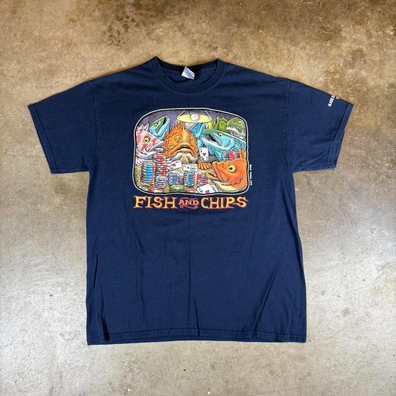Vintage 2008 ray trolls Fish and Chips navy t-shirt Men’s Size Large