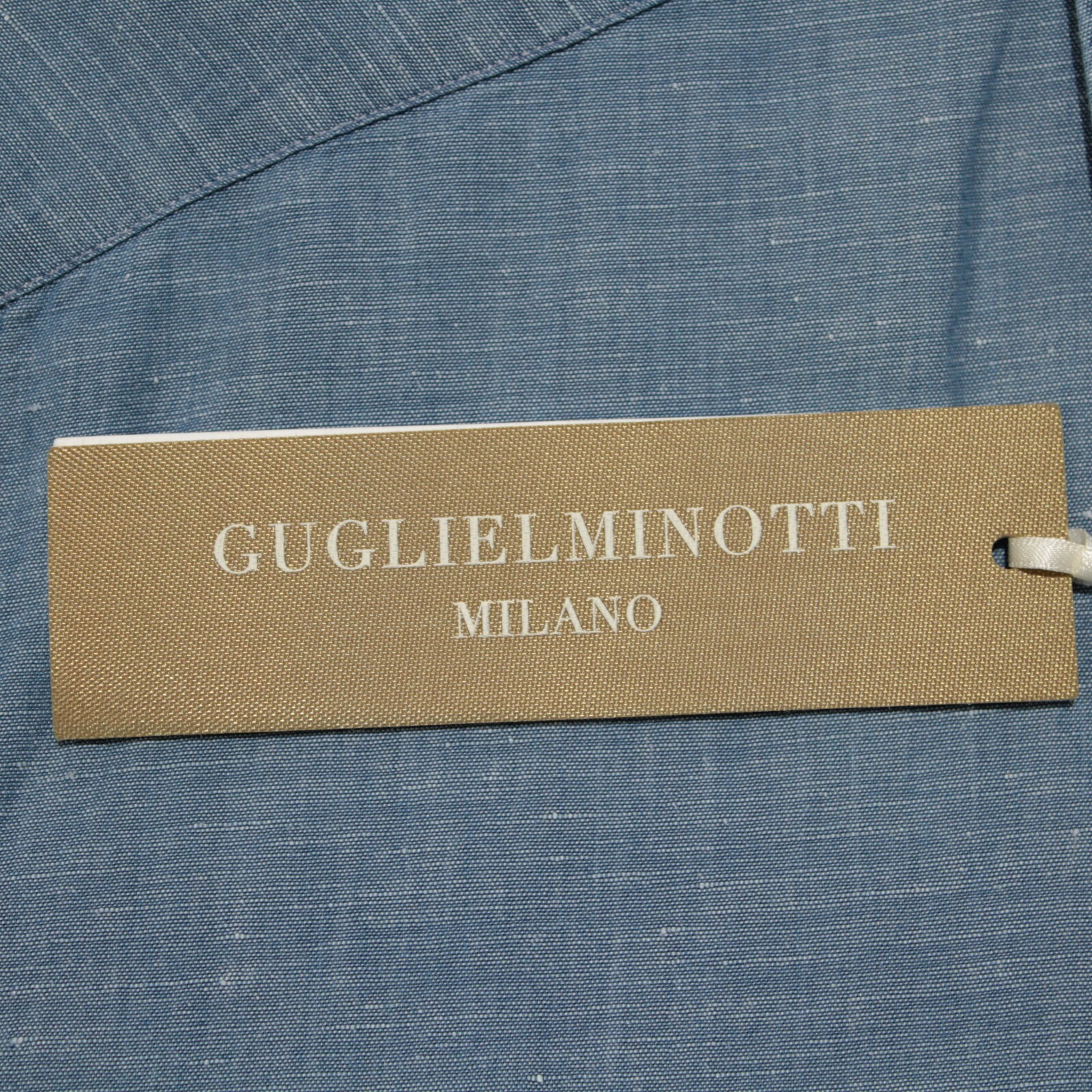 Guglielminotti NWD Linen / Cotton Blend Casual Shirt Size 17 / 43 In Chambray
