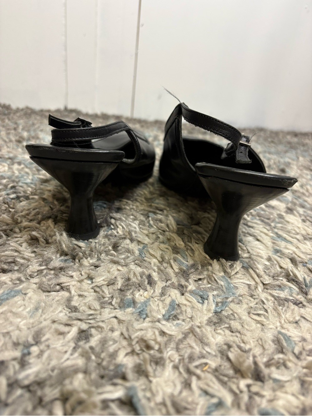 Harold Powell Shoes Womens 10 Square Toe Slingback Kitten Heels Vintage Italy