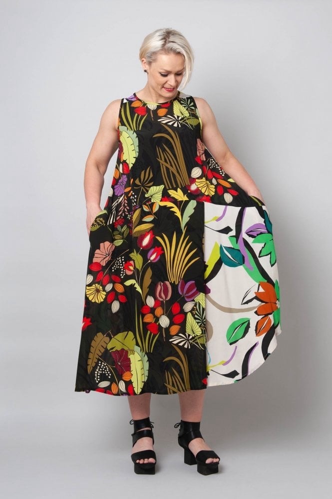Alembika Womens Dress Size 2 US 8 Colorblock Lagenlook Artsy Boho Summer Chic