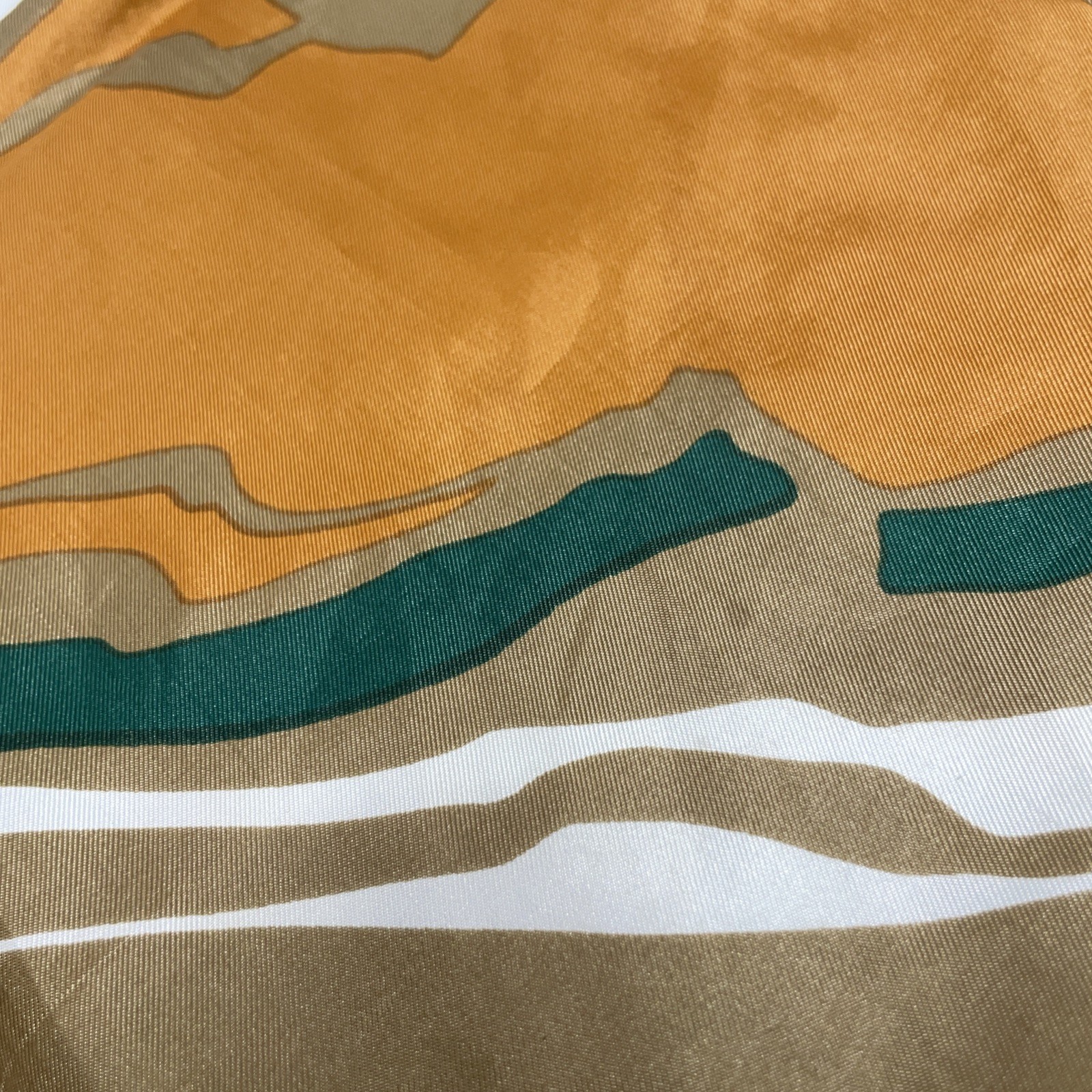 Vintage Italian Paoli Scarf Beige Brown Orange Abstract Retro MidMod Artsy **