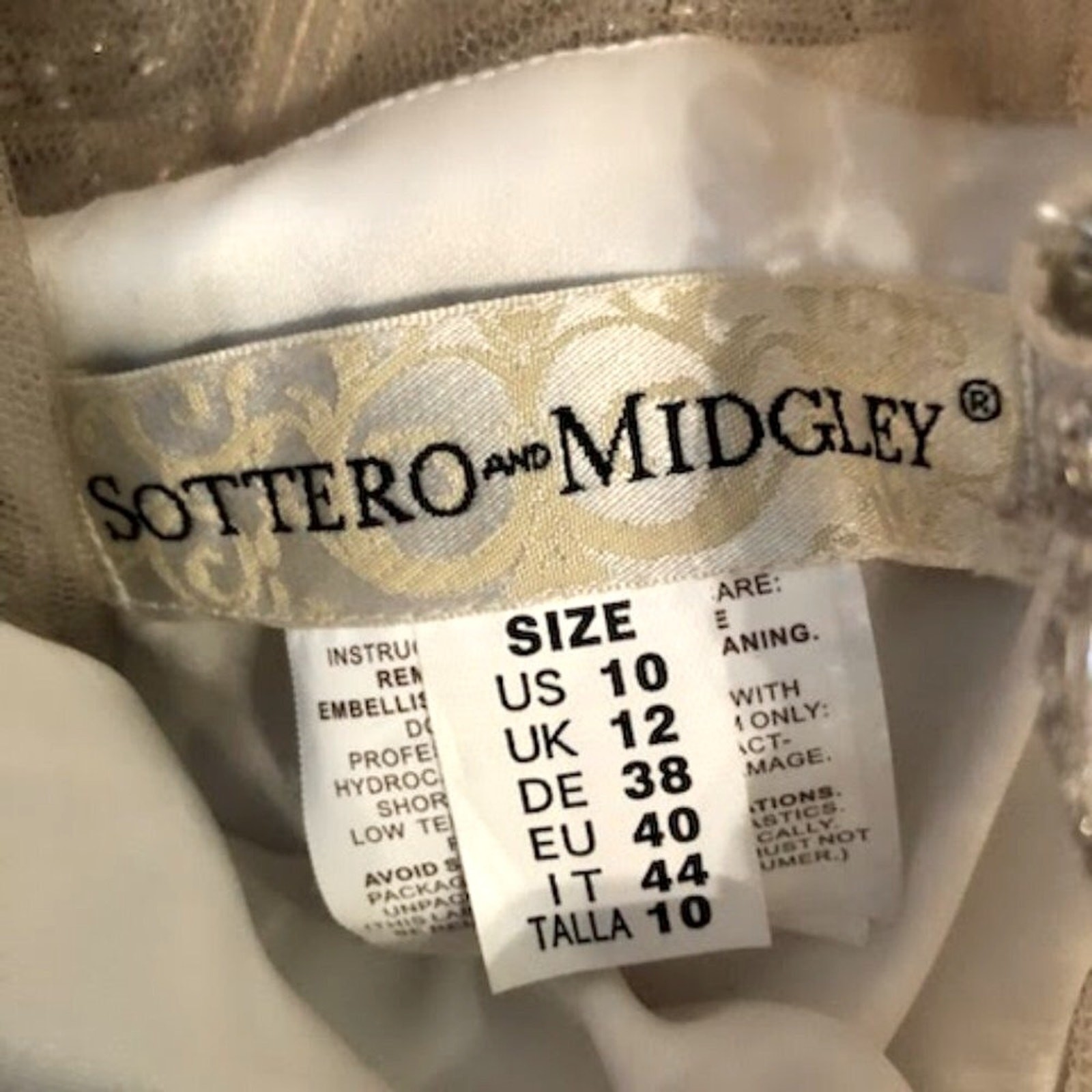 NWT SOTTERO and MIDGLEY Marquette Jeweled Wedding Gown Champagne 10 MSRP $1998