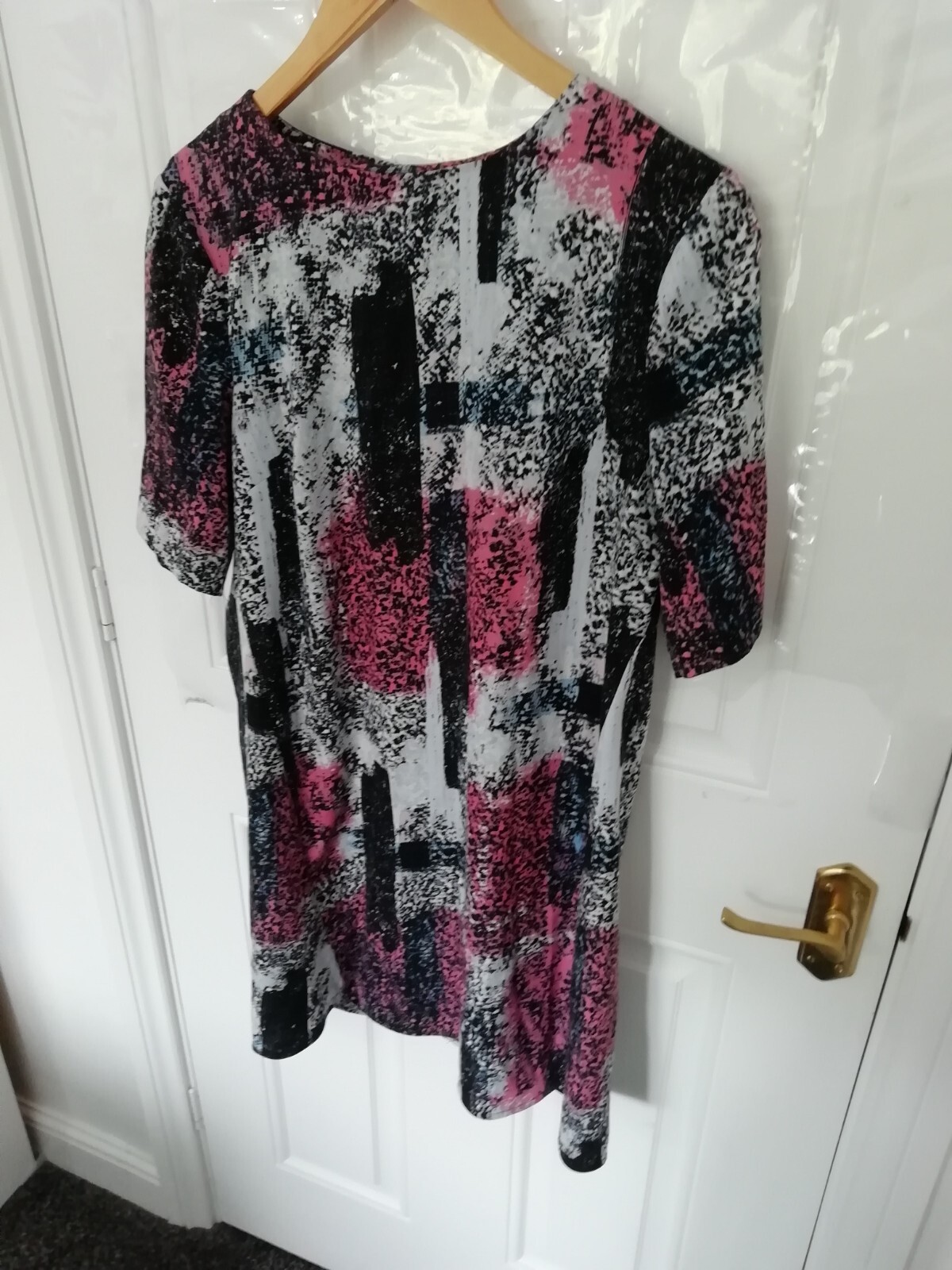 Warehouse Size 10 Black Pink Blue White Silky Feel Shift Dress Back Zip Ladies