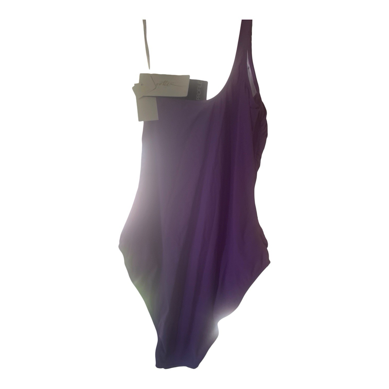 Gottex Women’s Purple Solid One-Shoulder Swimsuit, Braided Accent, Size 12
