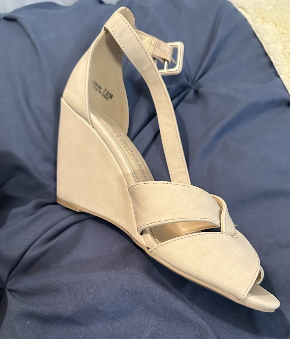 Chinese Laundry Wedge Heels With Ankle Strap In Nude
