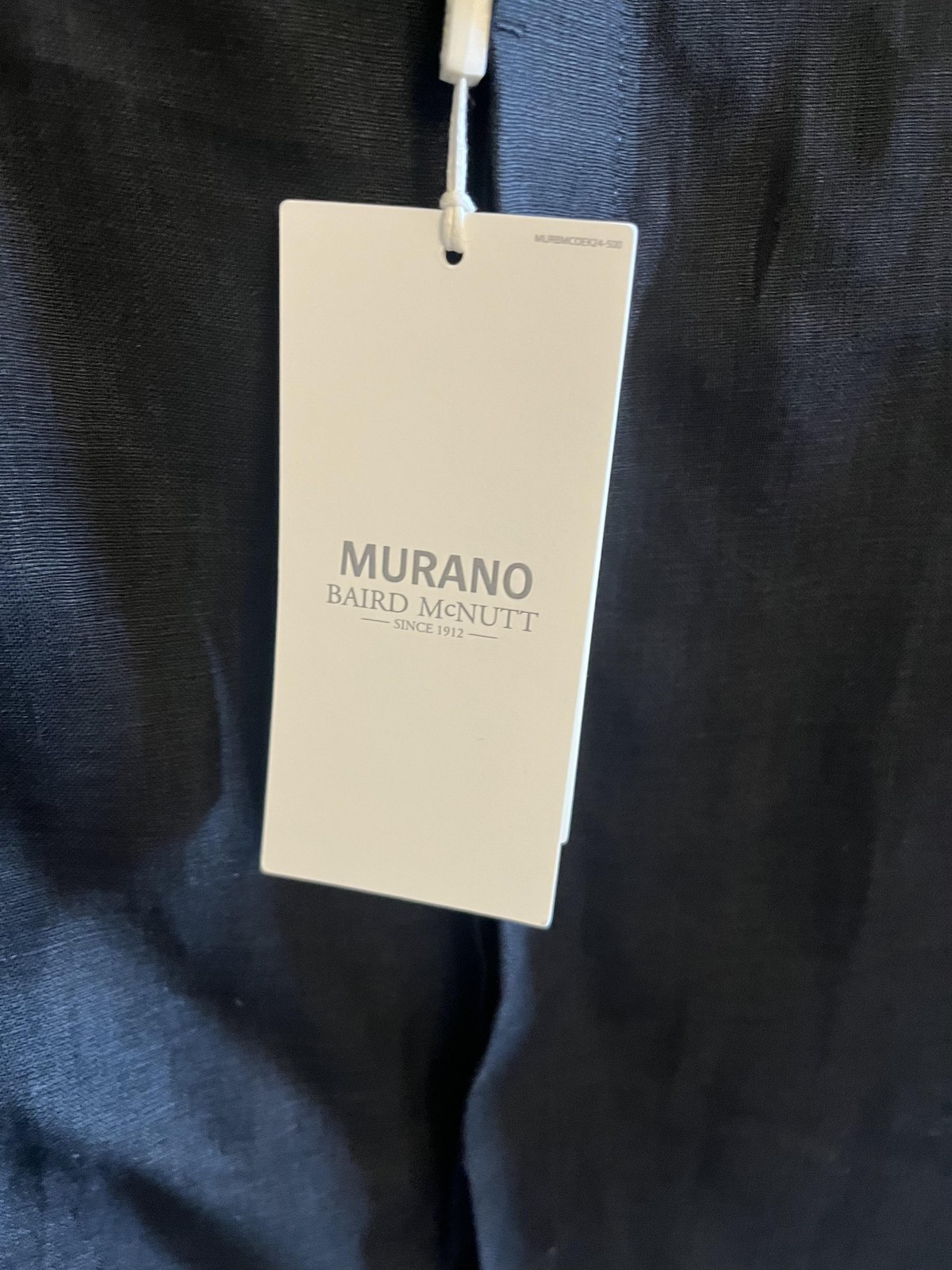 Murano Baird McNutt Shirt Mens Medium Black Linen Band Collar Long Sleeve Casual