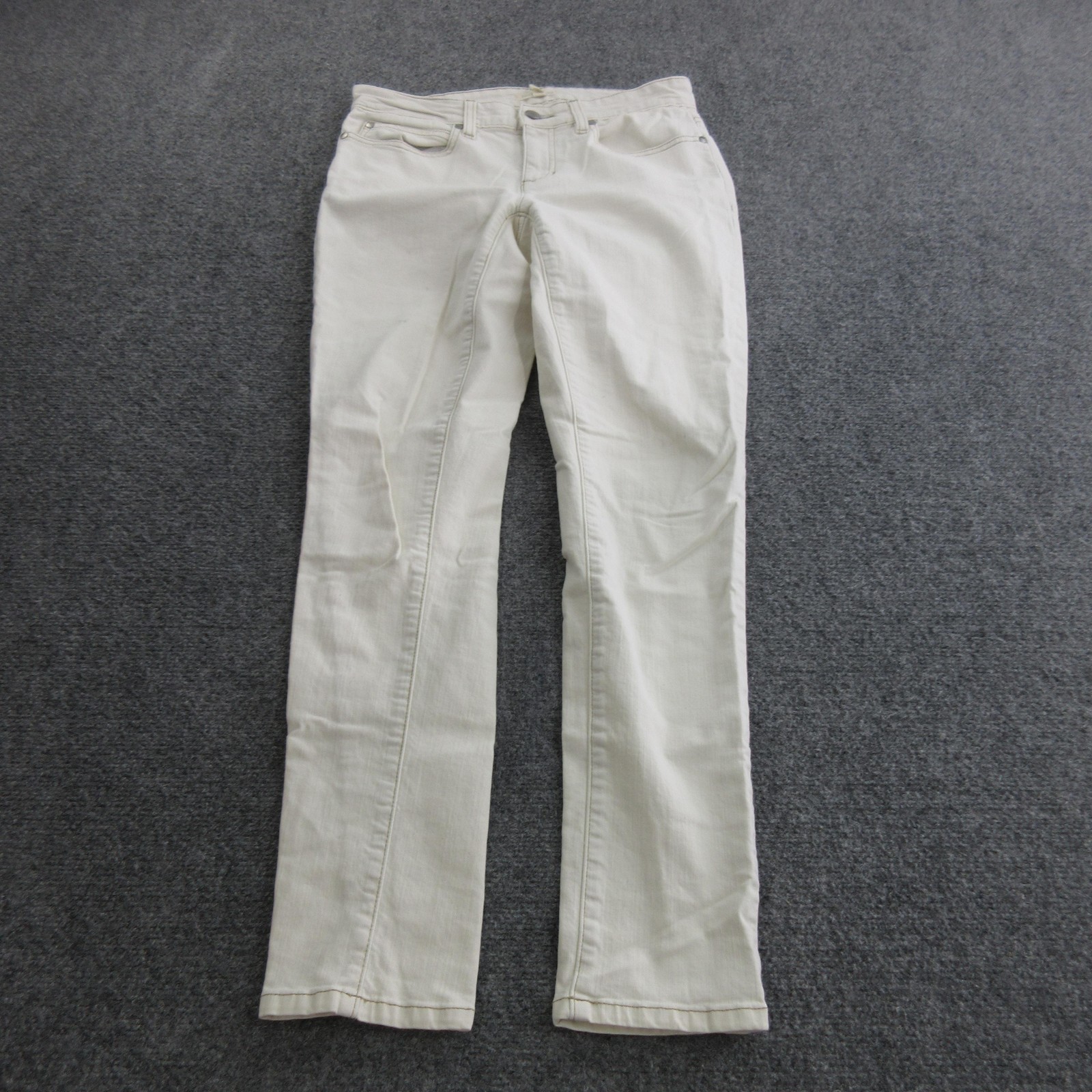 Eileen Fisher Jeans Womens 6P White Straight Classic Stretch Denim Pants USA